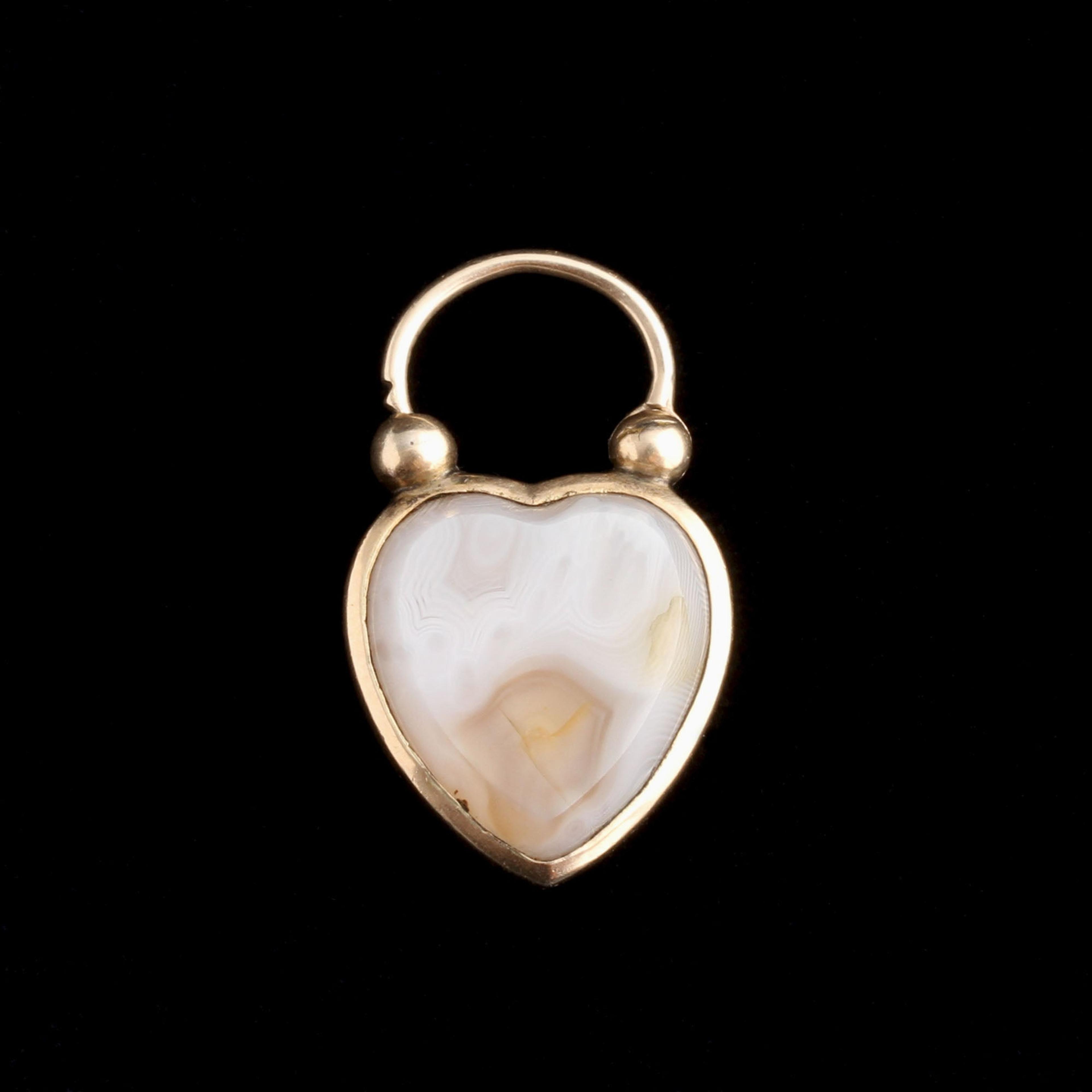 Victorian Agate Heart Padlock Locket