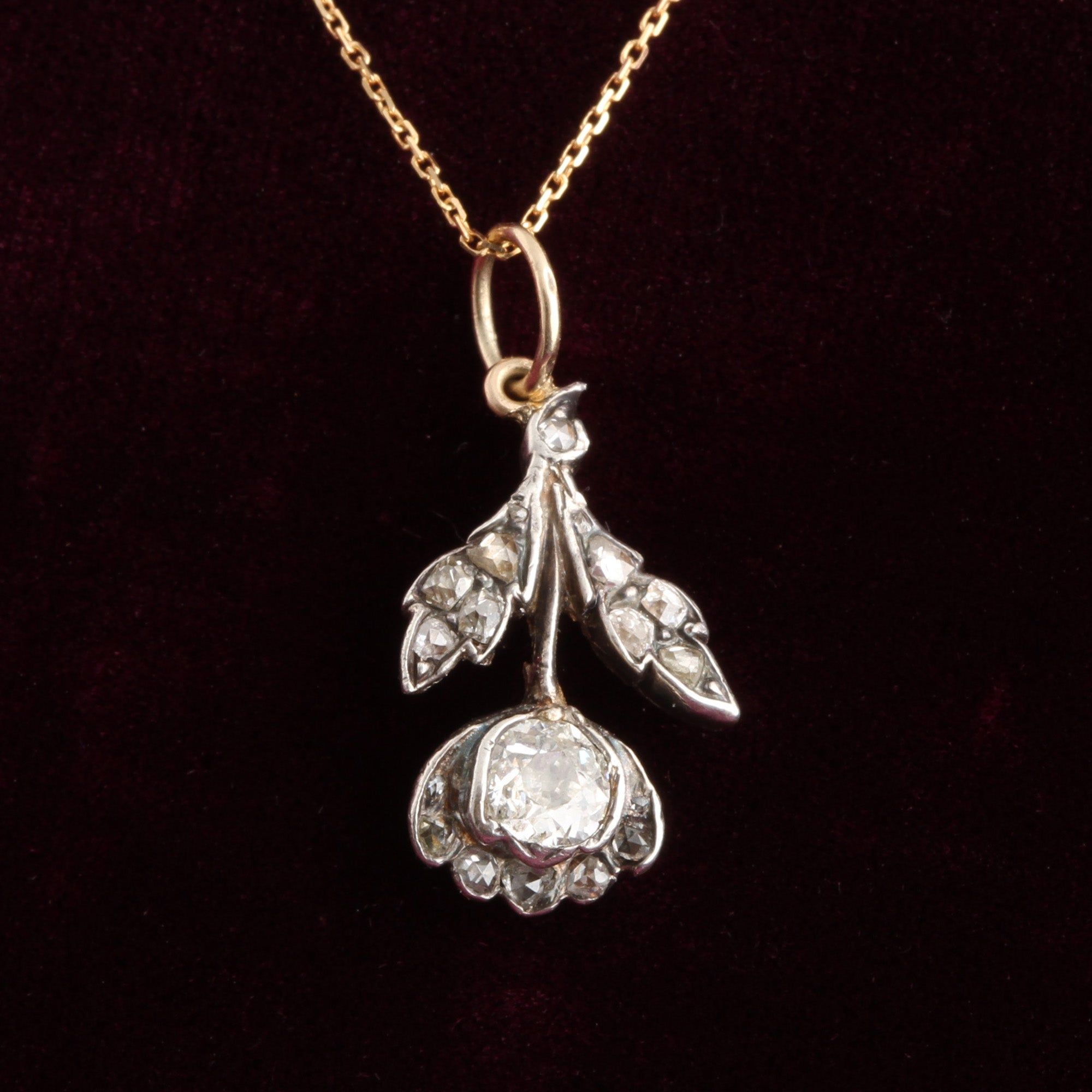 Mid Victorian Diamond Flower Pendant