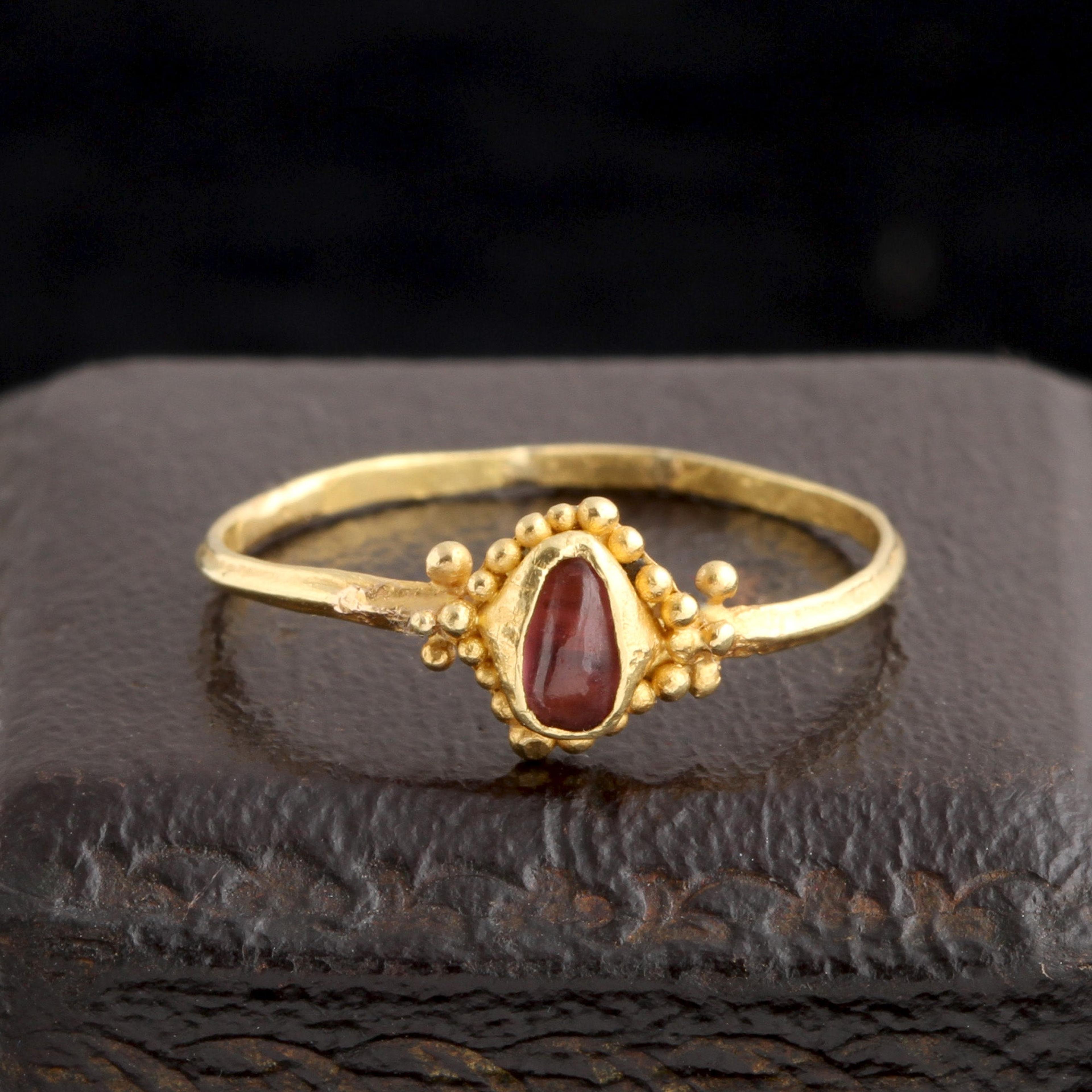 Detail of Late Medieval Garnet Cabochon Ring