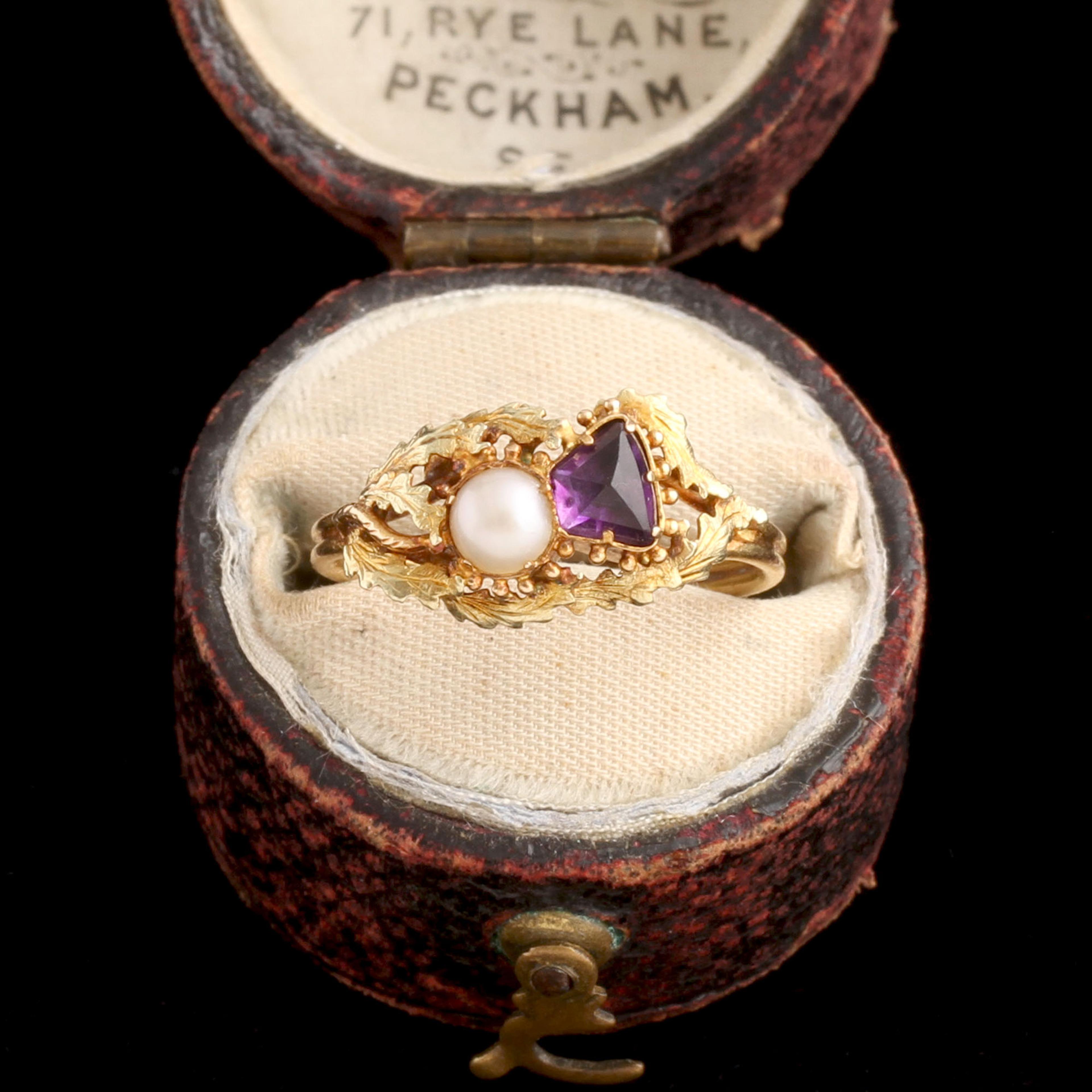 Georgian Amethyst & Pearl Thistle Ring