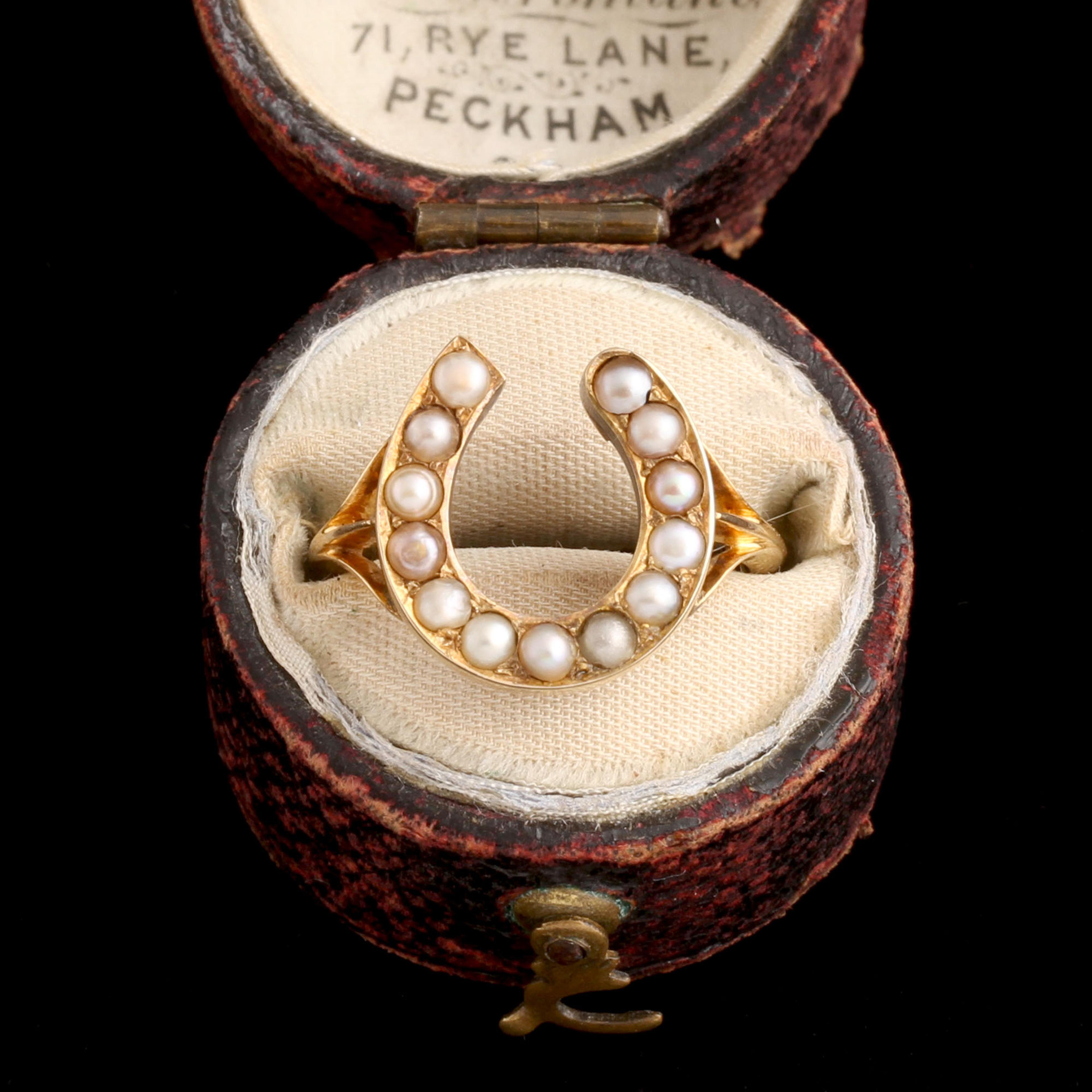 Late Victorian Seed Pearl Horseshoe Ring