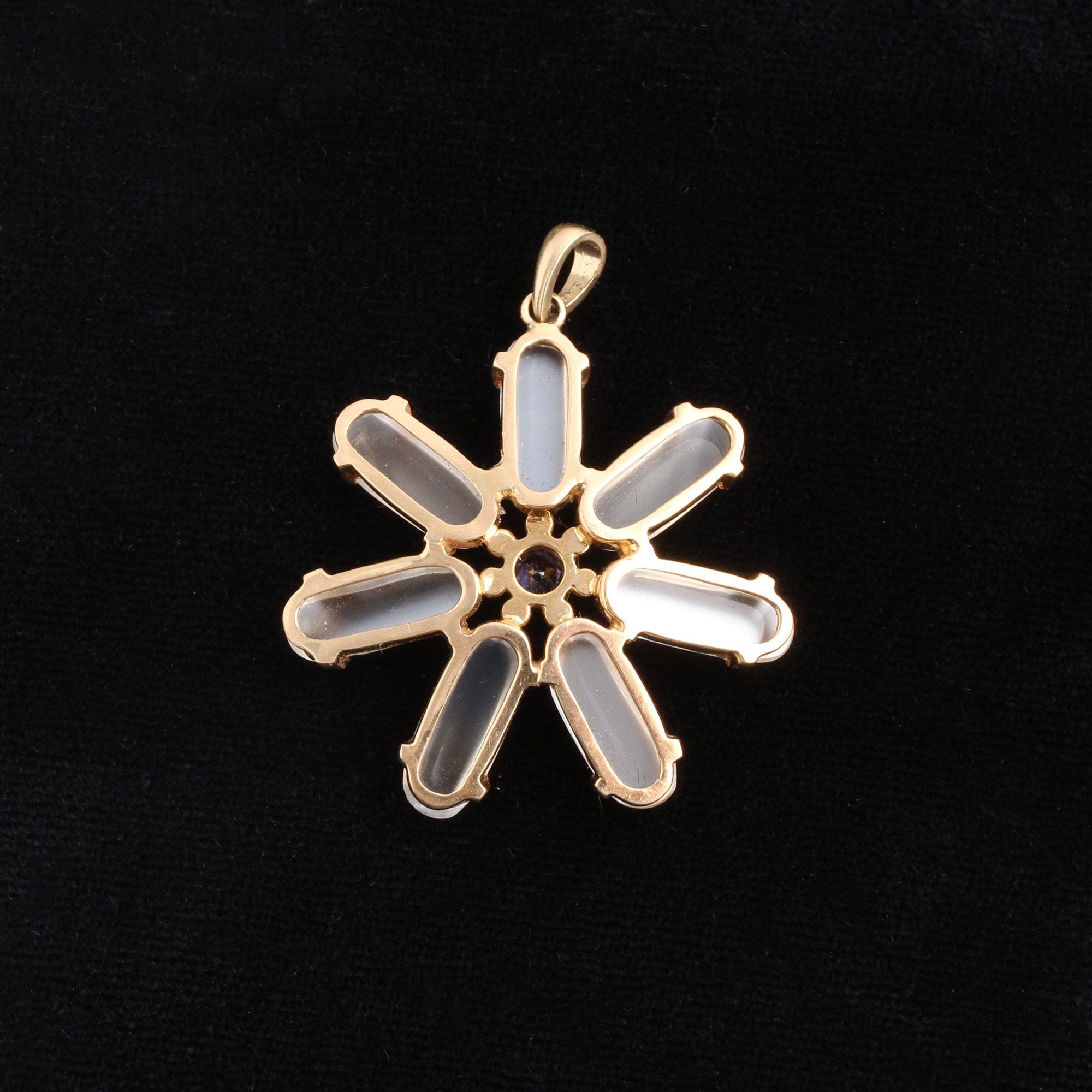 Vintage Moonstone and Sapphire Flower Pendant