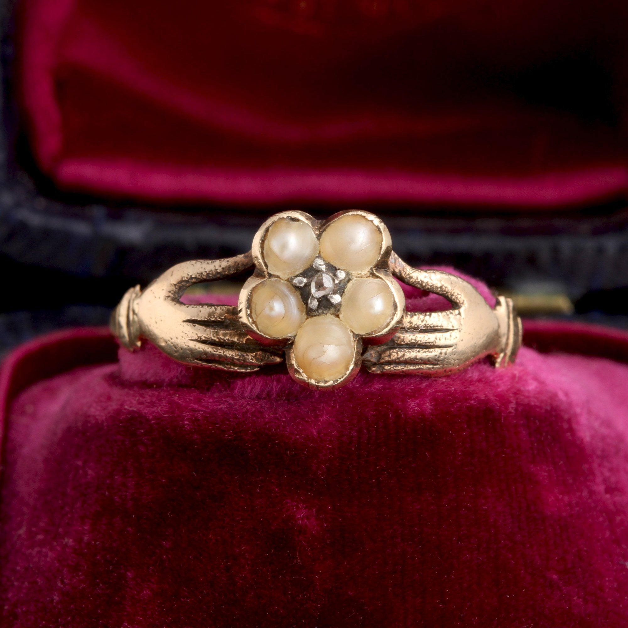 Early Victorian Pansy Cluster Hand Ring