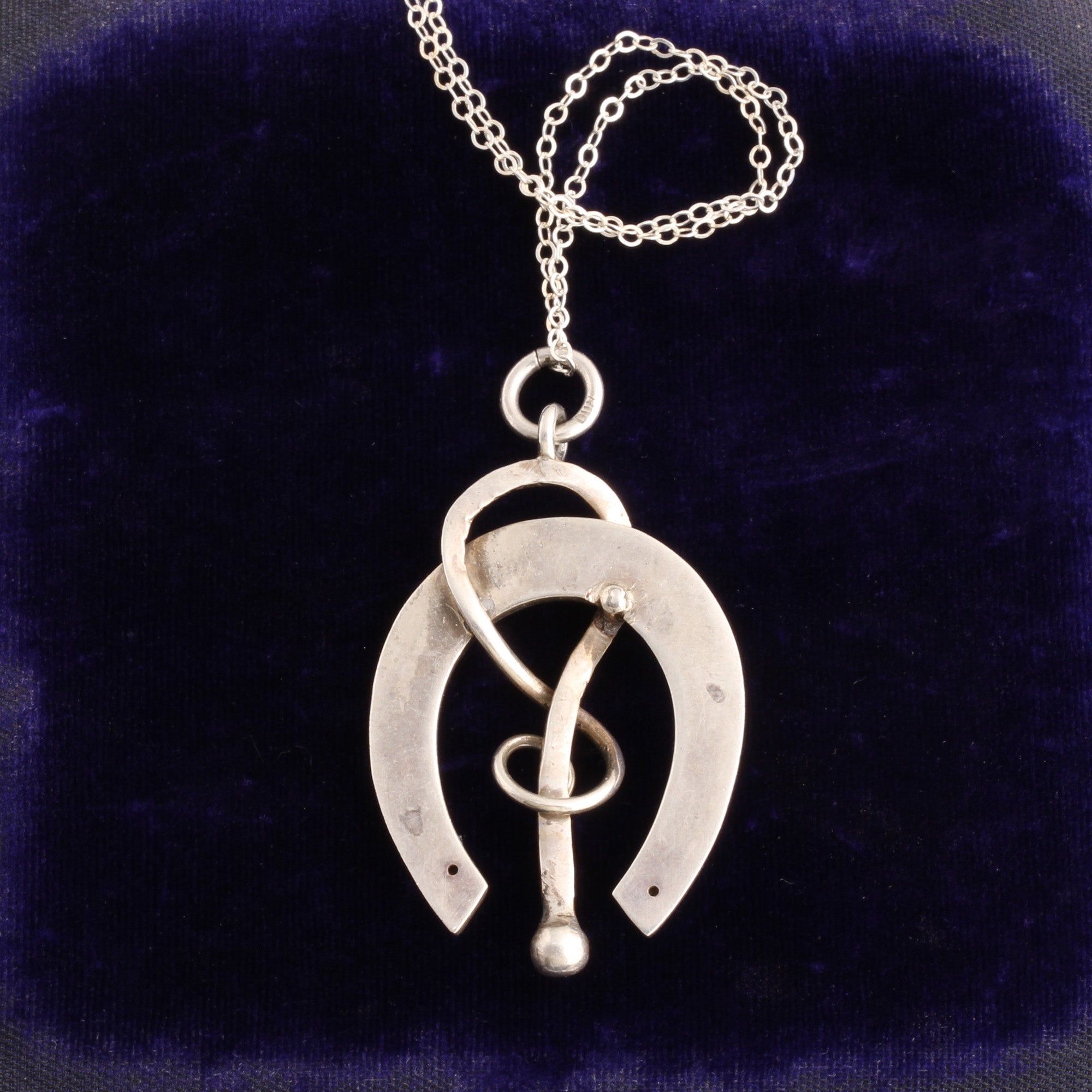Victorian Horseshoe & Crop Niello Pendant