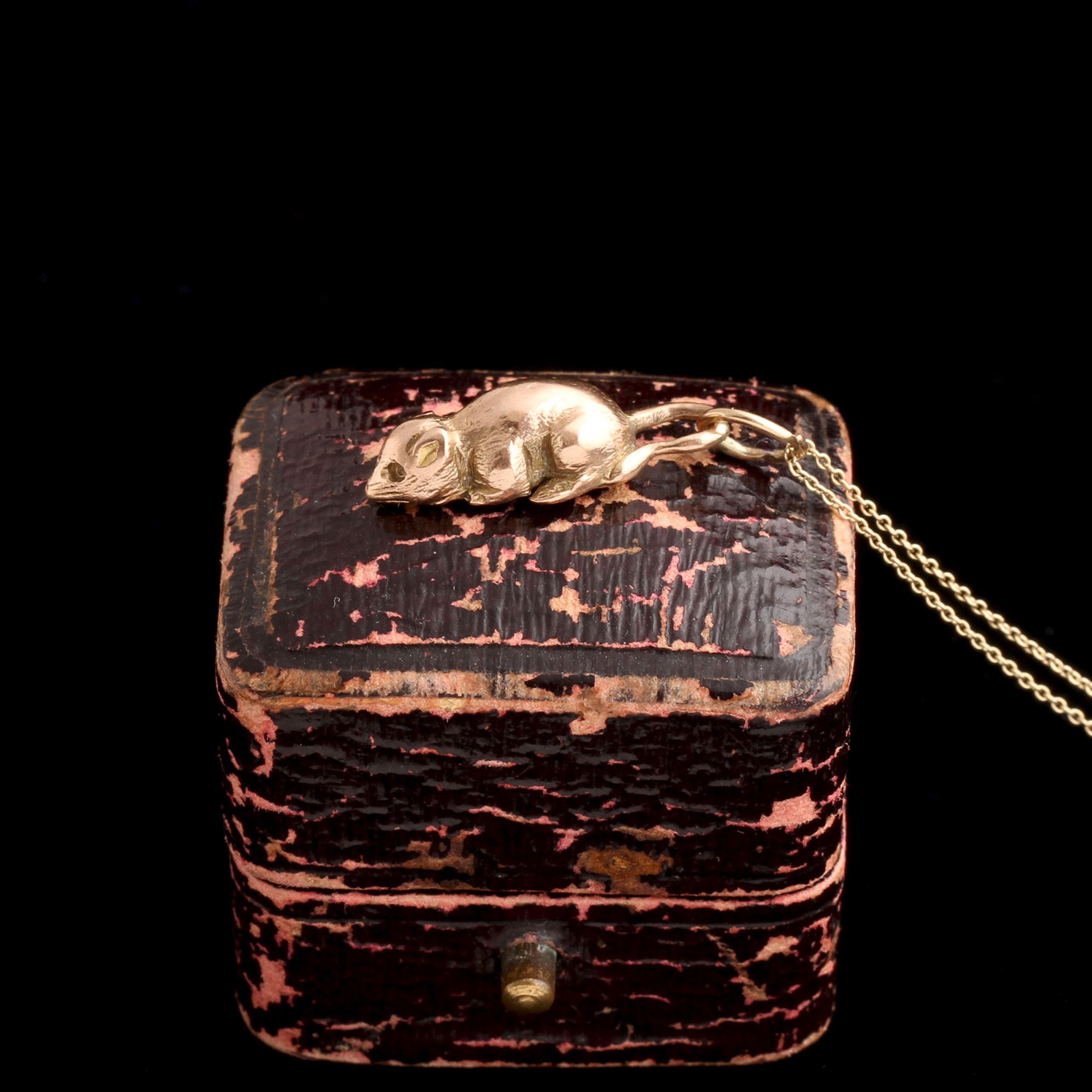 Victorian Golden Mouse Necklace