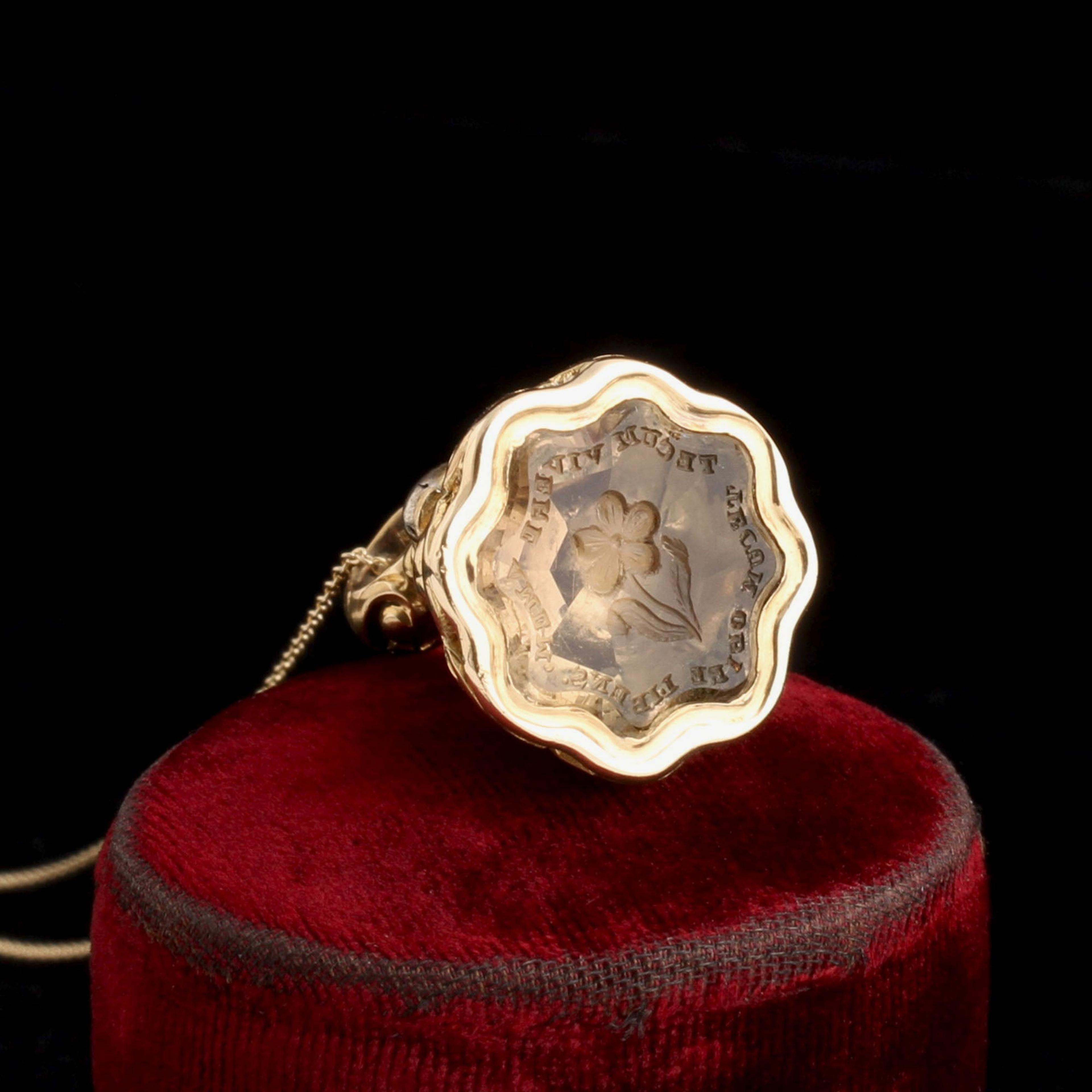 Georgian "Tecum Vivere Amem" Citrine Seal Necklace