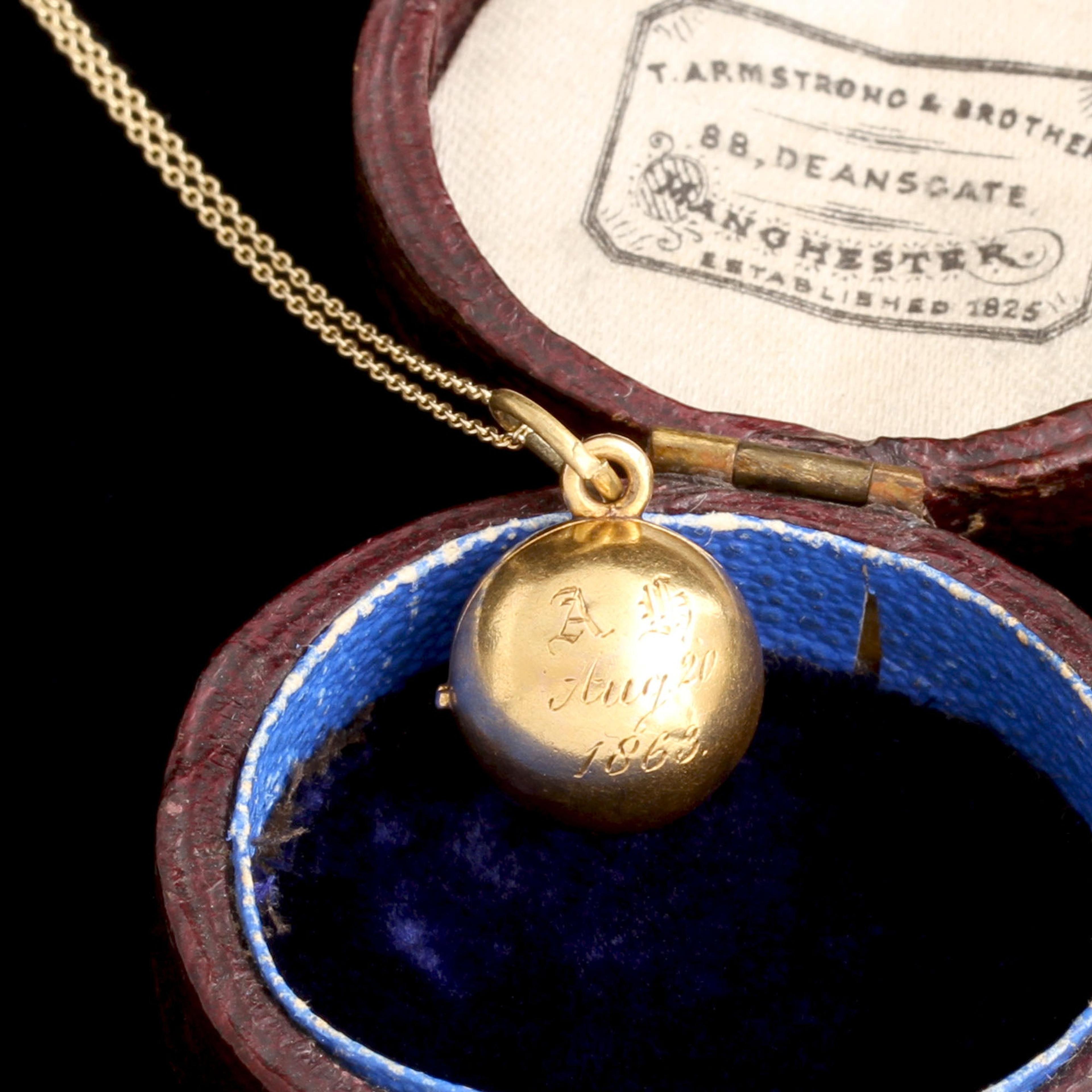 Victorian "AH Aug 20 1863" Orb Locket