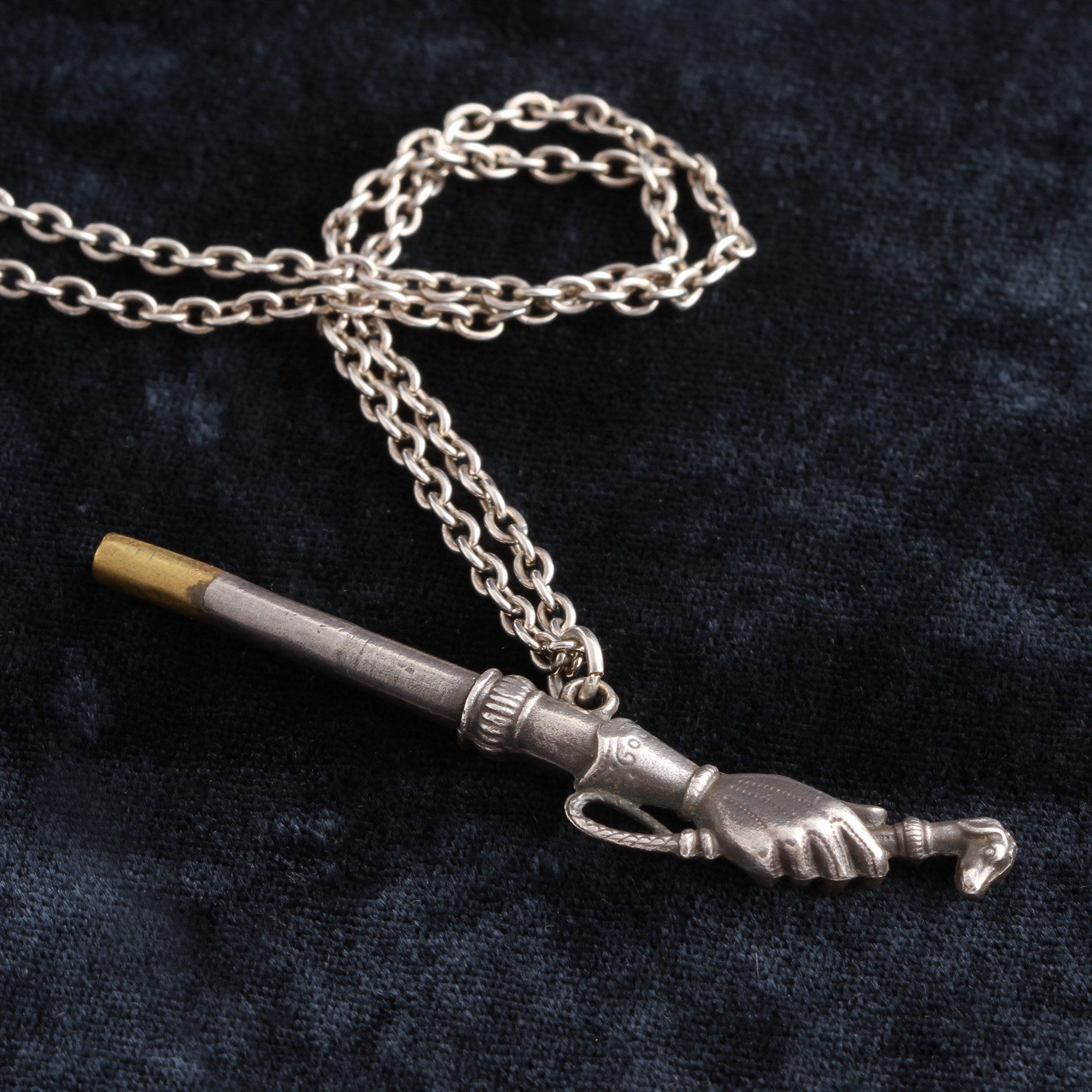 19th Century Russian Watch Key Fob with Hand Holding a Dog-Headed Horse Whip