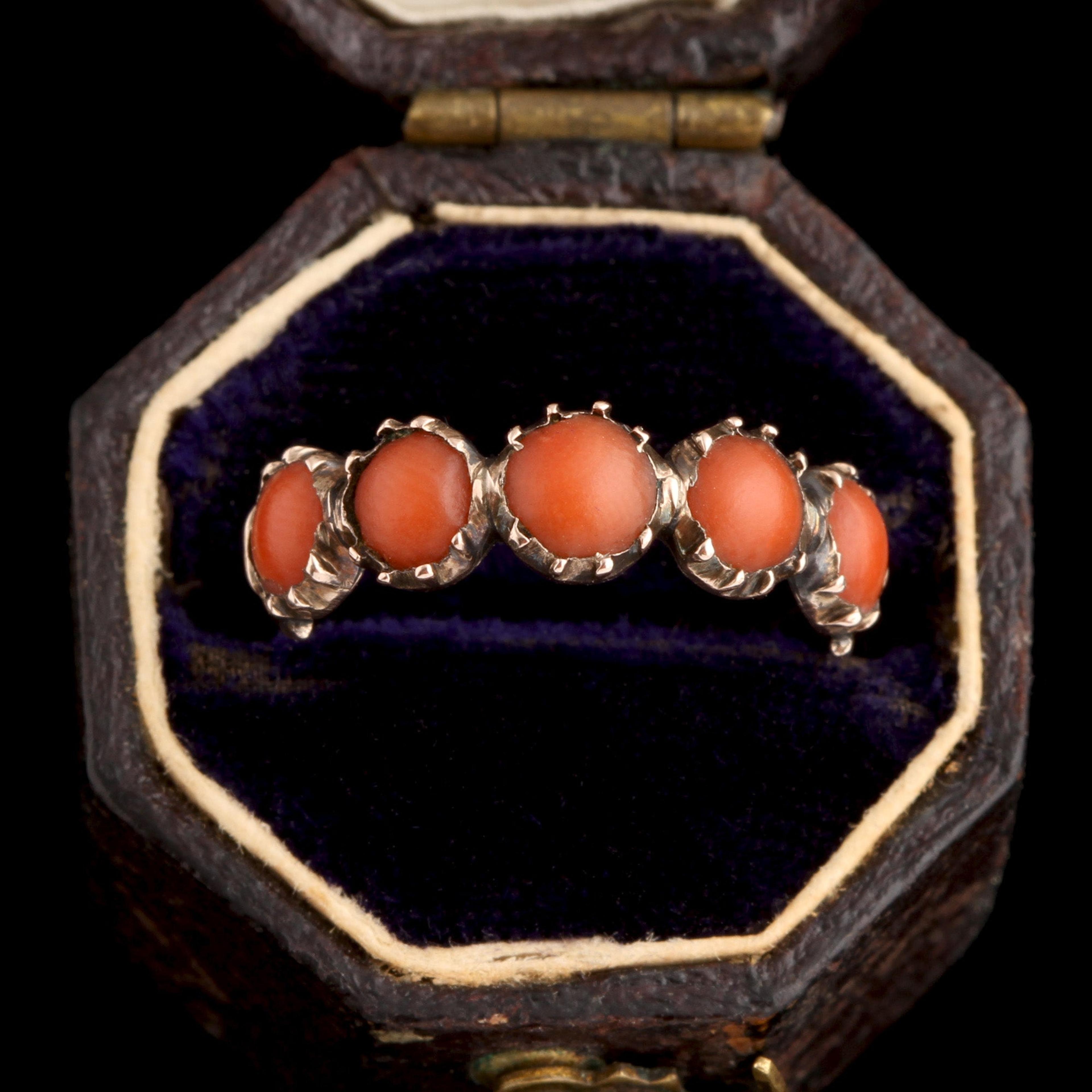 Georgian Coral Half Hoop Ring