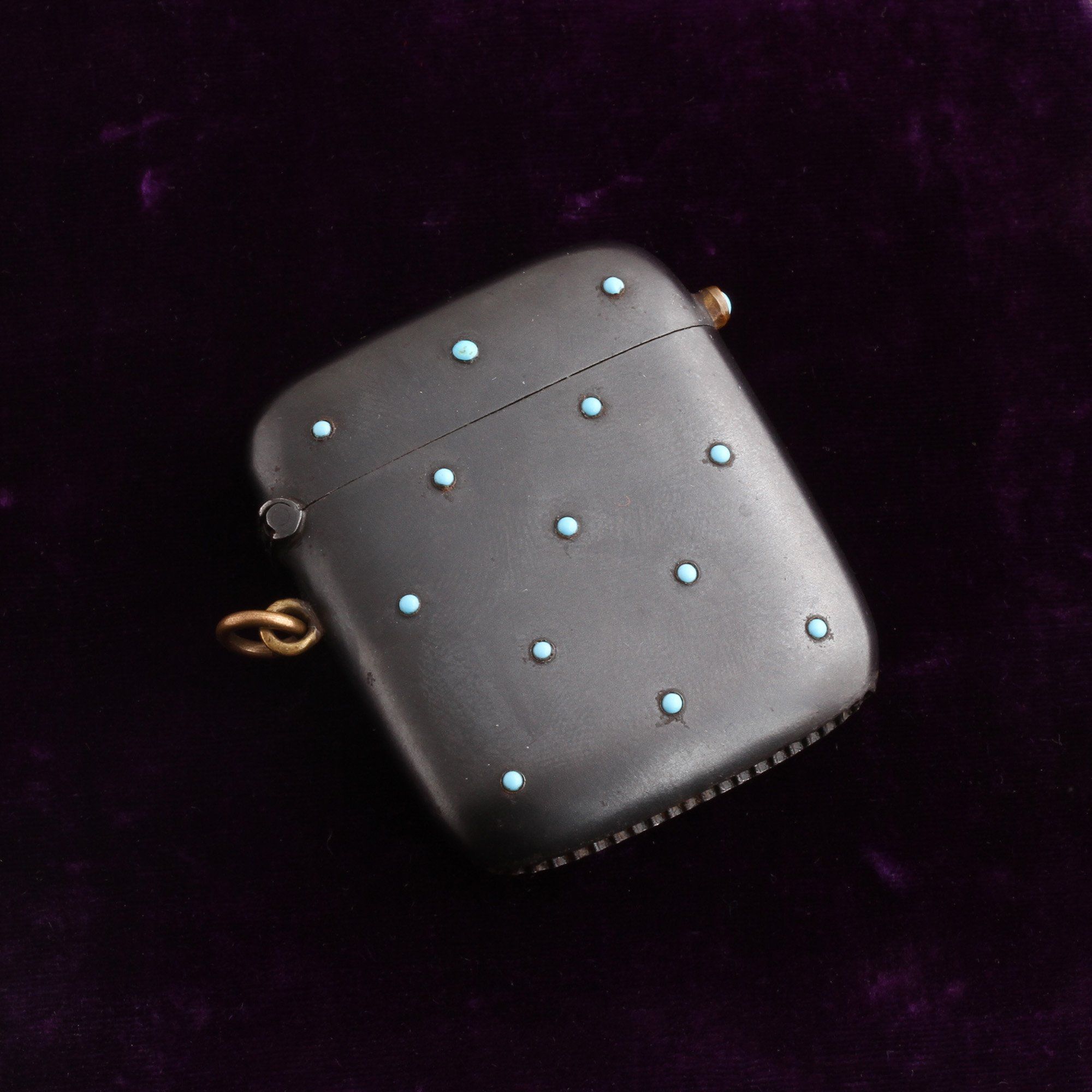 Victorian Gunmetal & Turquoise Vesta