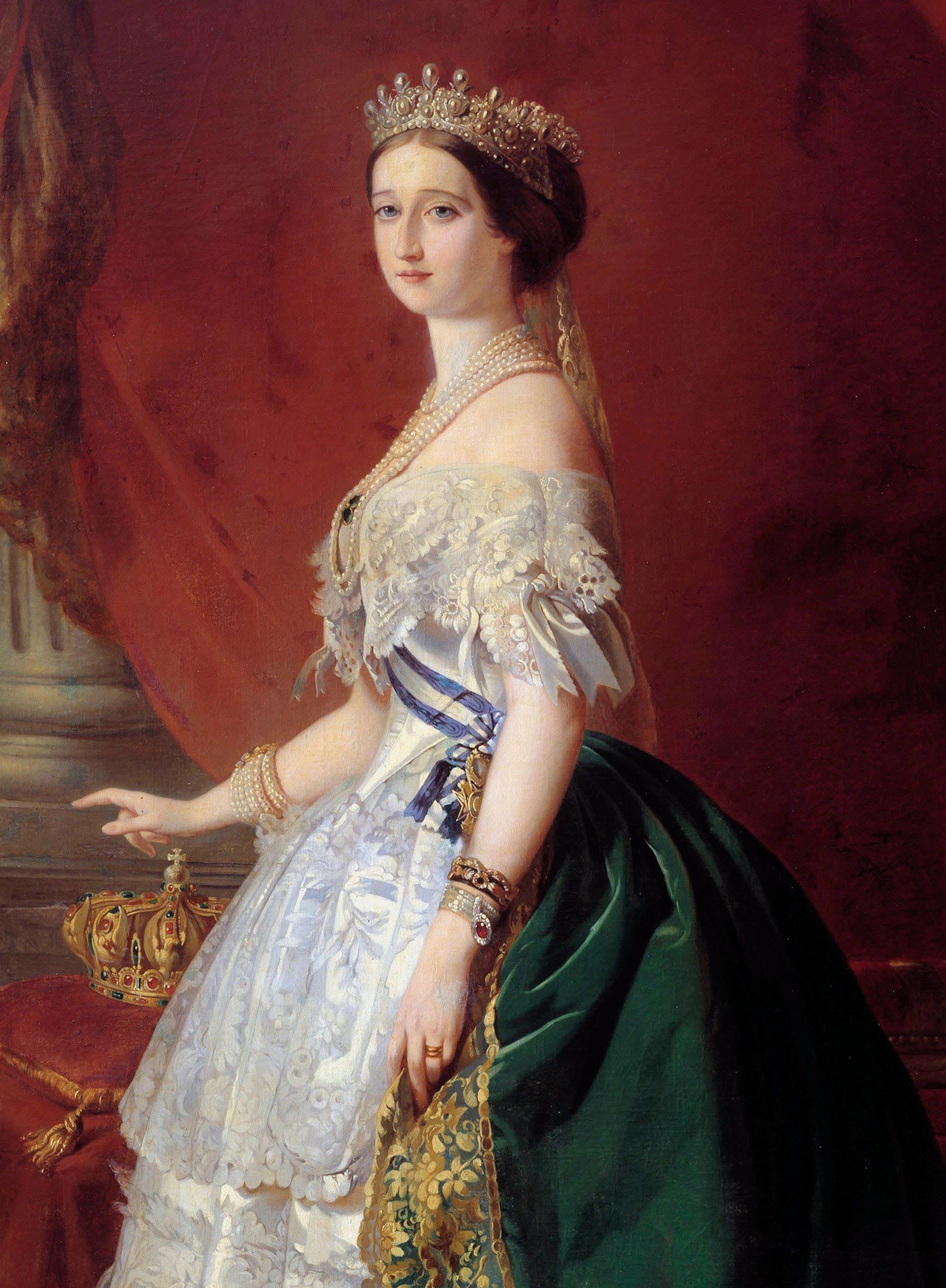 France's Empress Eugénie who shared Queen Victoria's passion for pearls by Franz Xaver Winterhalter, 1853