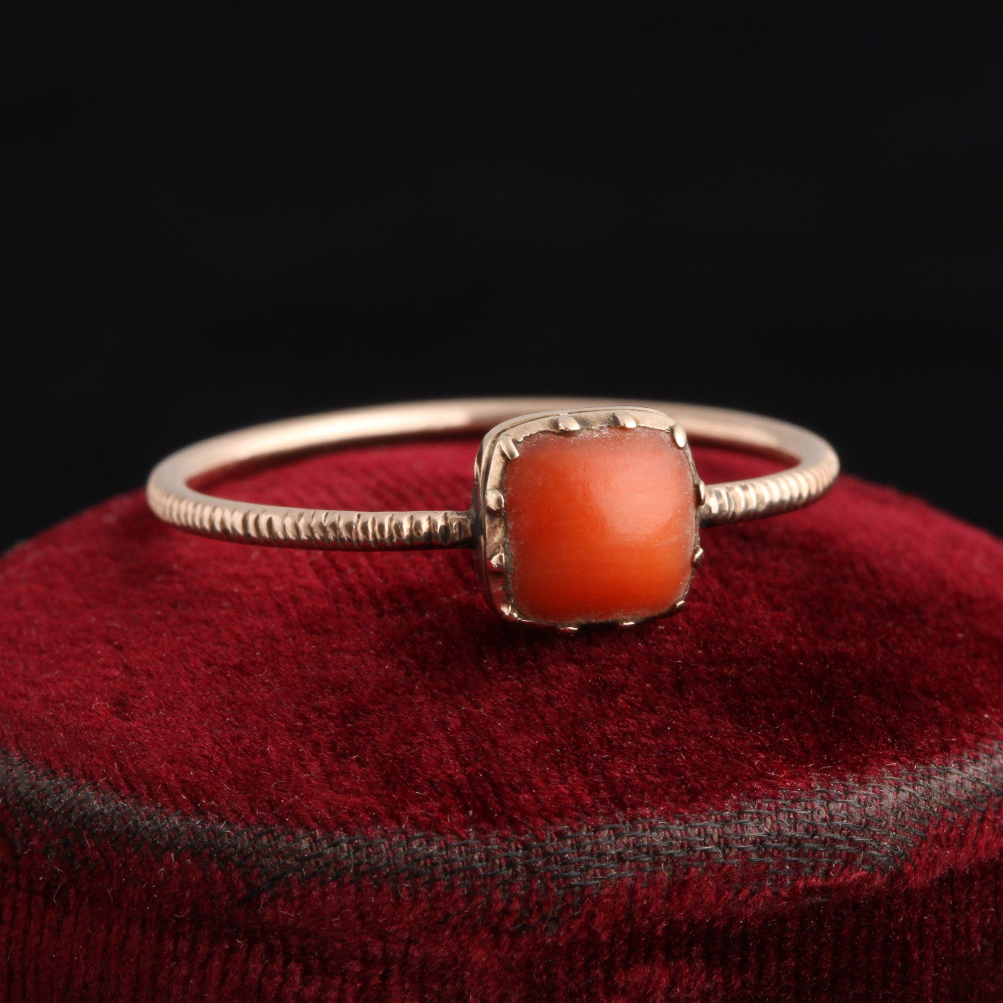 Georgian Square Coral Ring