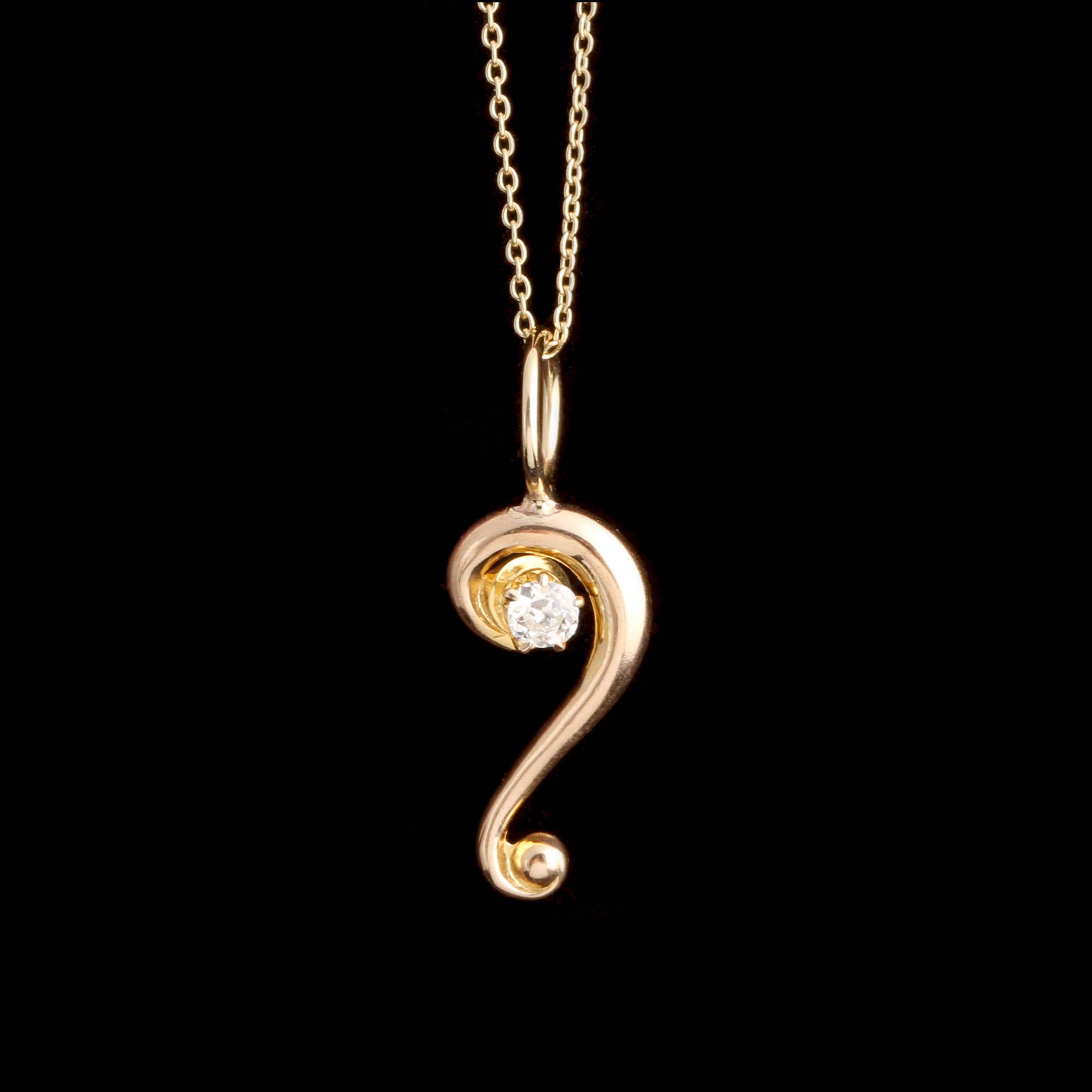 Edwardian Diamond Question Mark Necklace