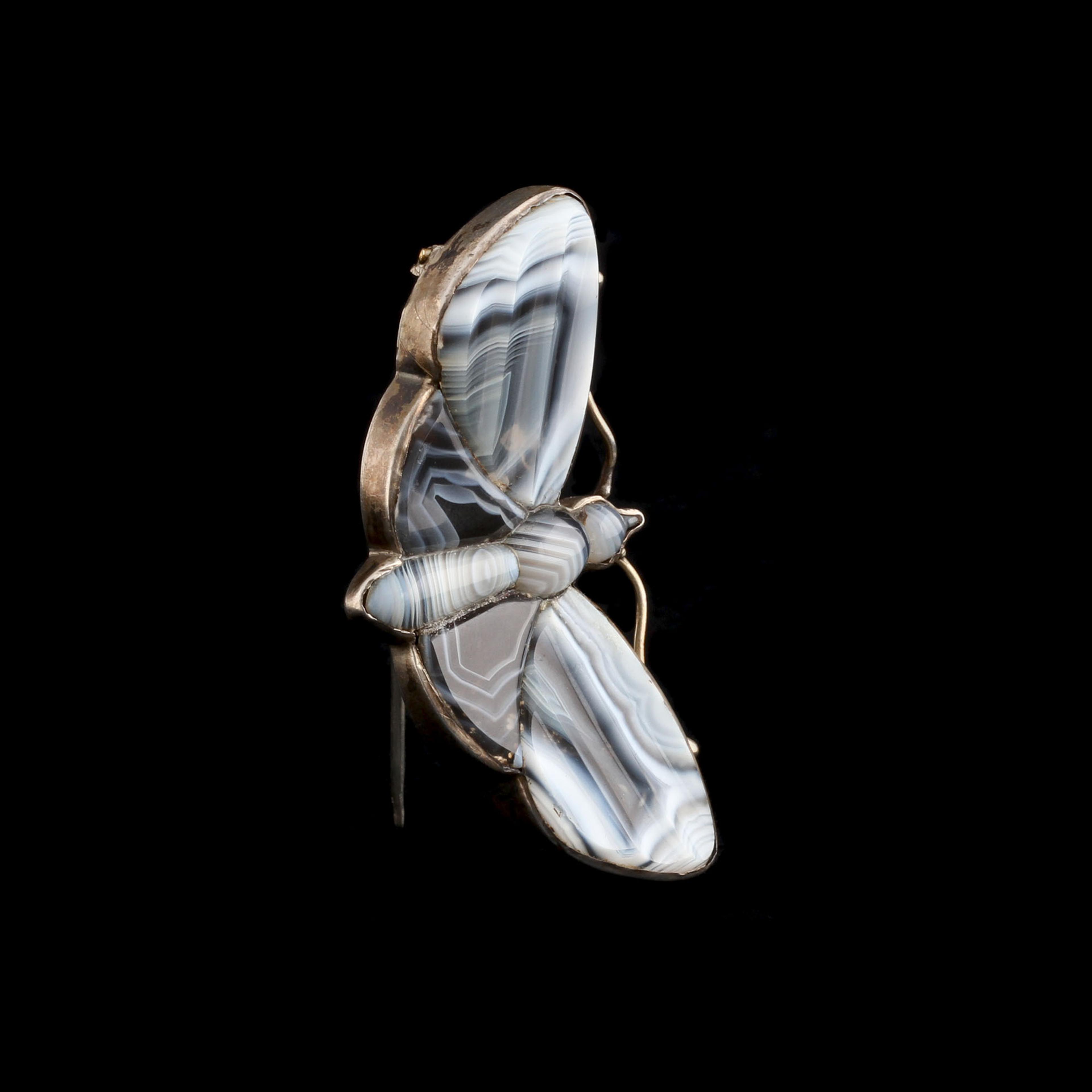 Victorian Agate Moth Brooch