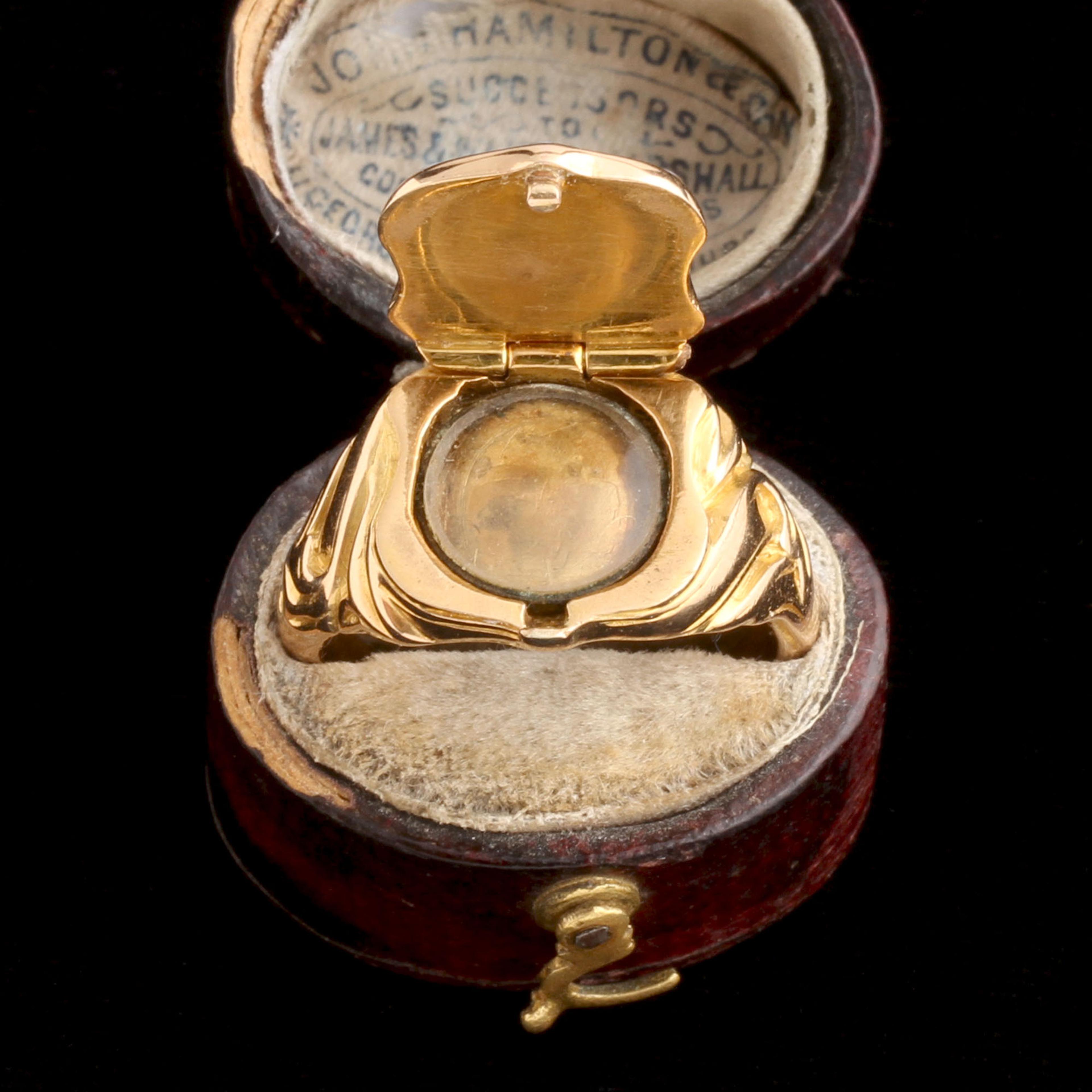 Victorian Stag Intaglio Locket Ring