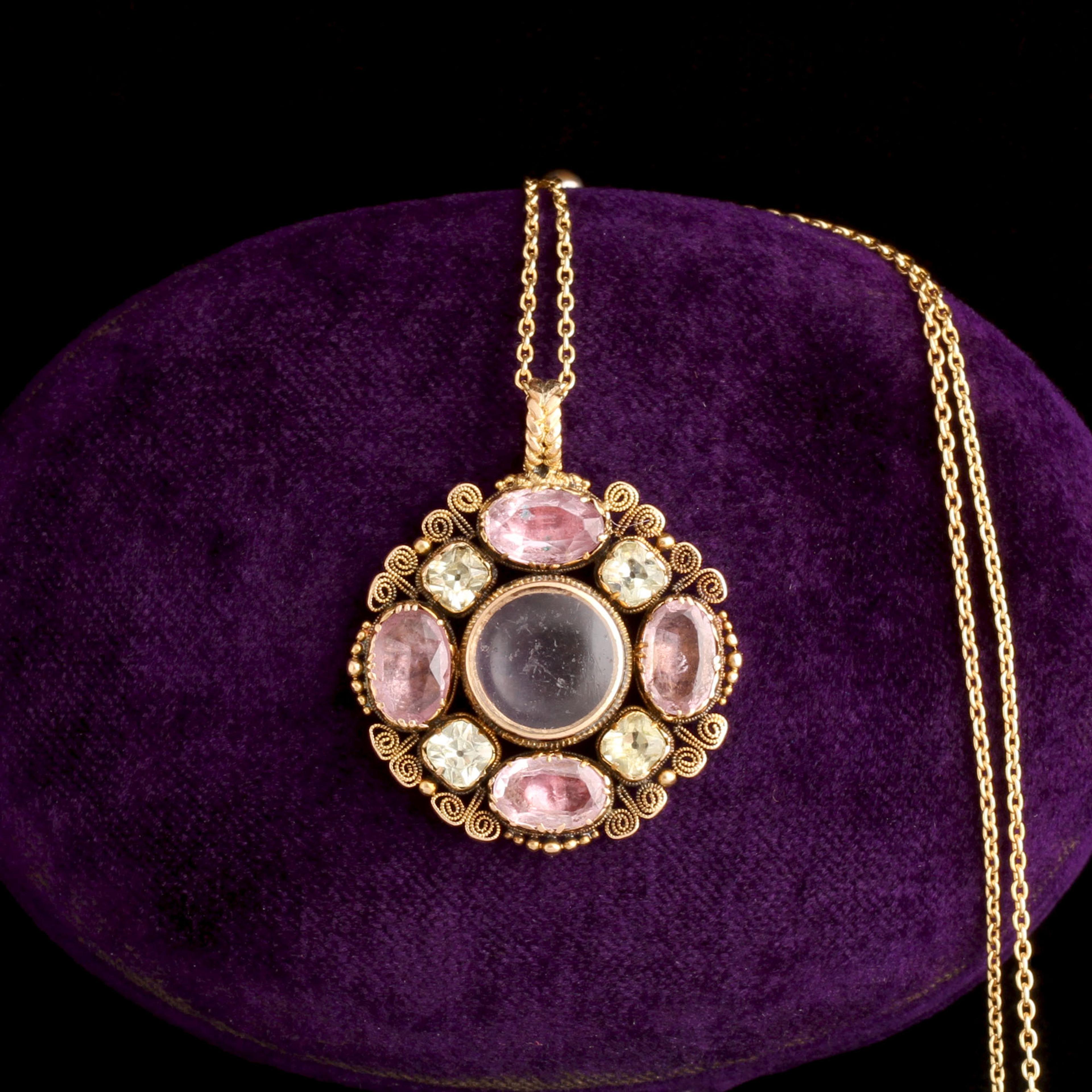 Georgian Pink & Green Topaz Locket