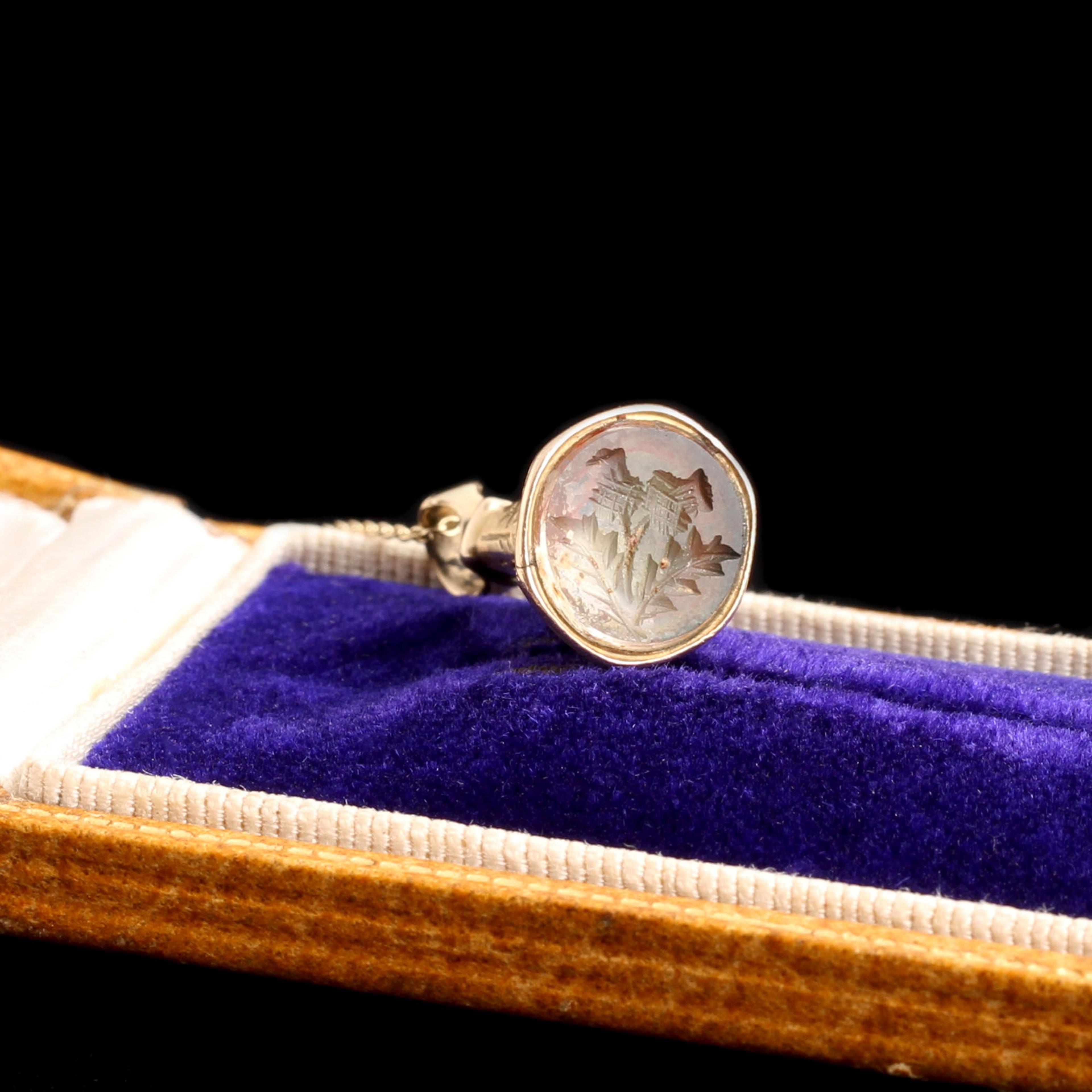 Georgian Rock Crystal Thistle Seal Necklace 