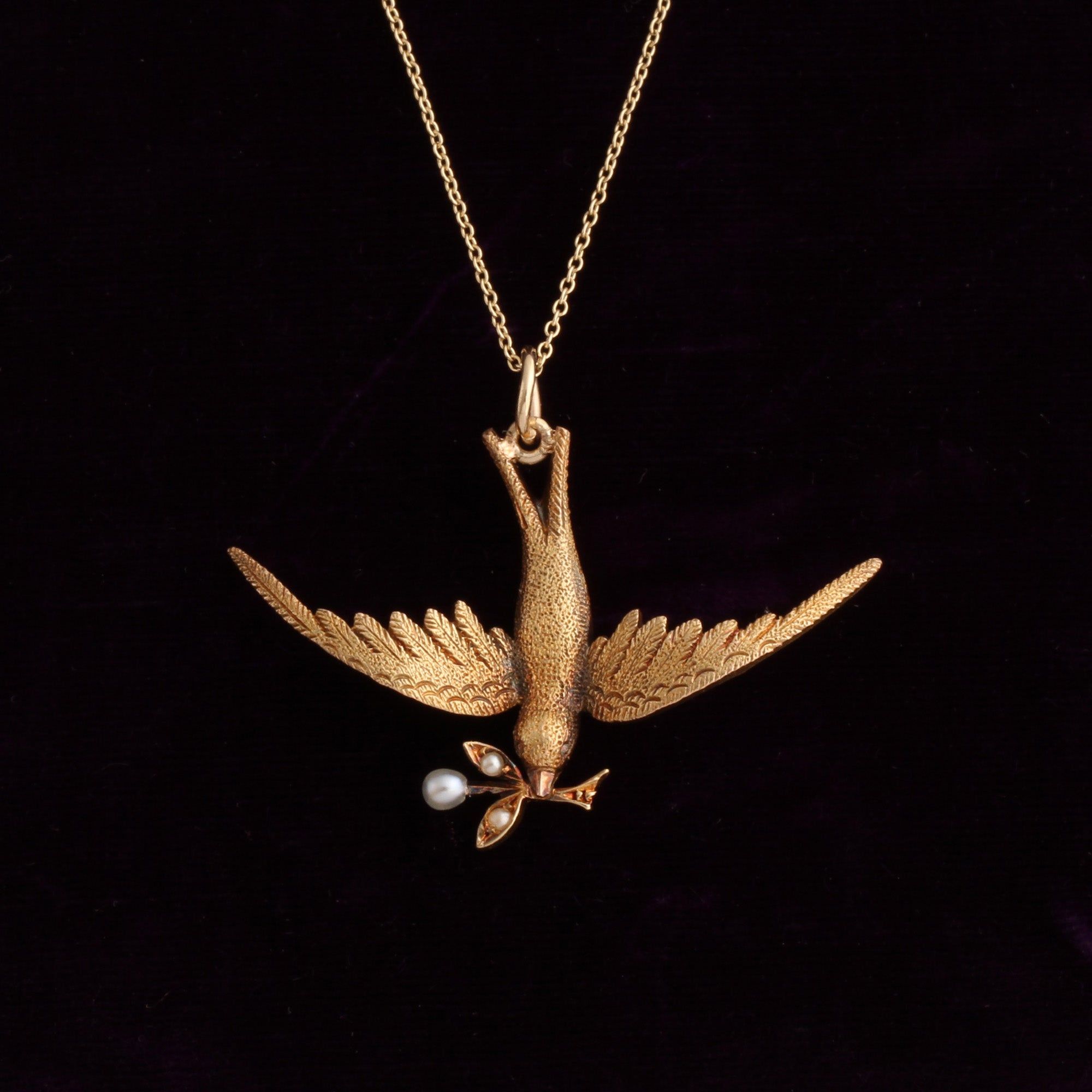 Victorian Swallow with Pearl Branch Necklace