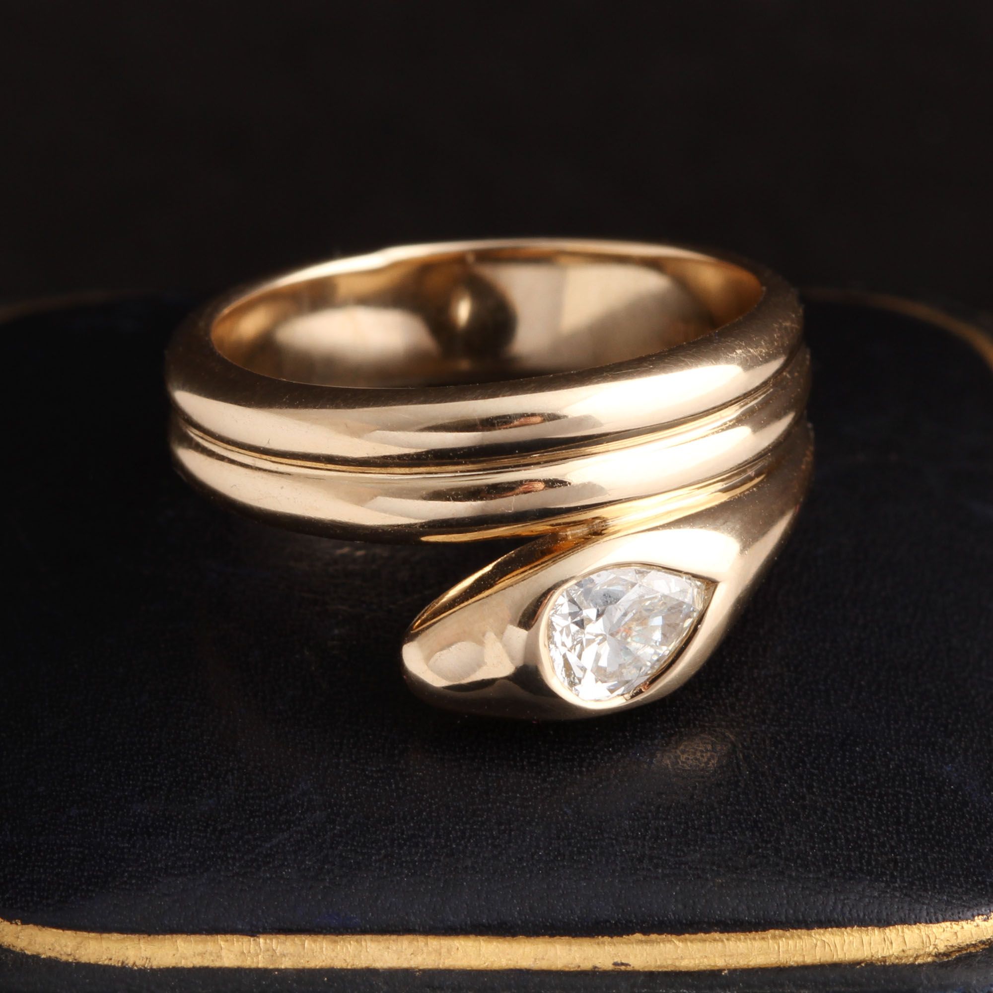 Contemporary .44ct Pear Cut Diamond Coiled Serpent Ring
