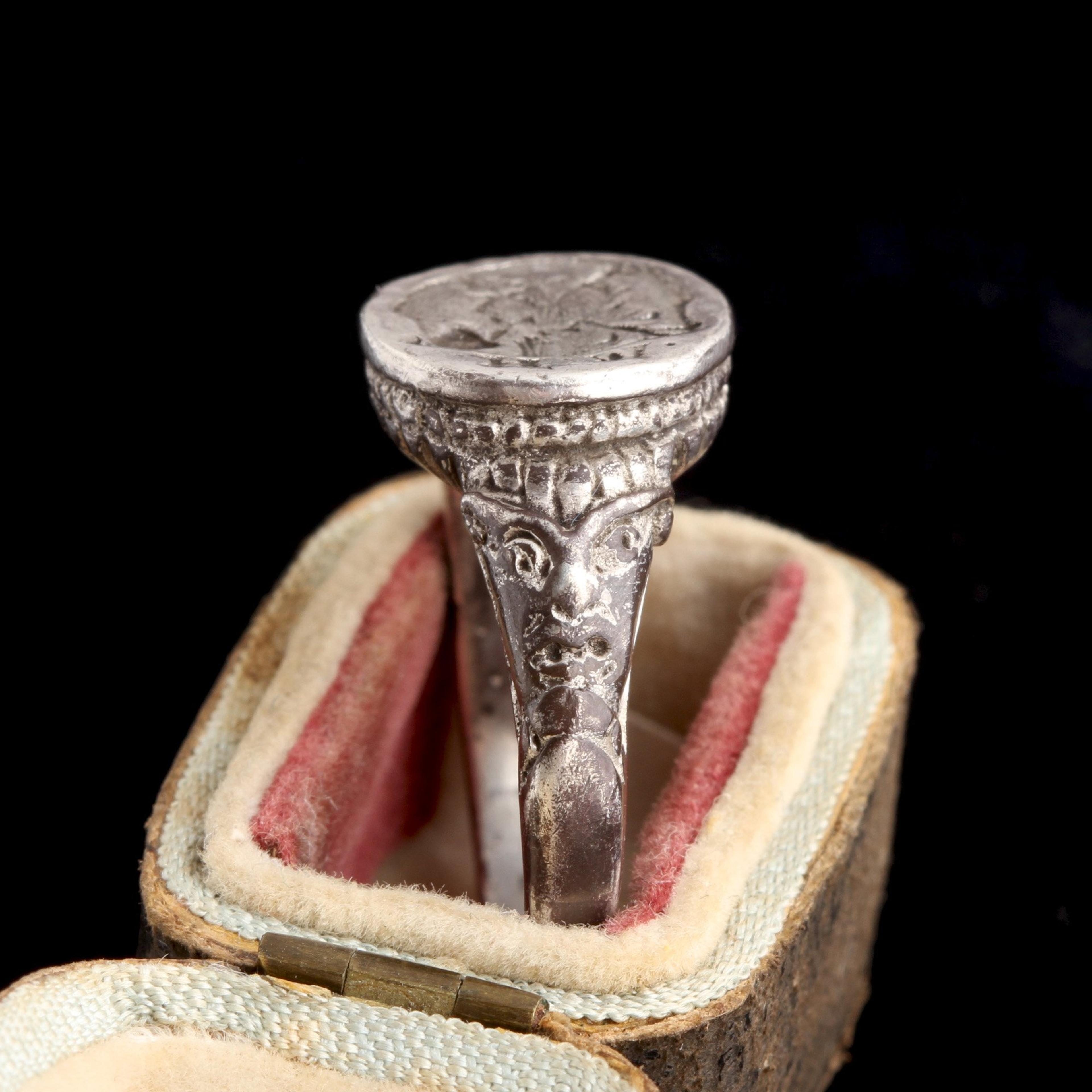 side detail of Post Medieval Silver "MH" Signet Ring