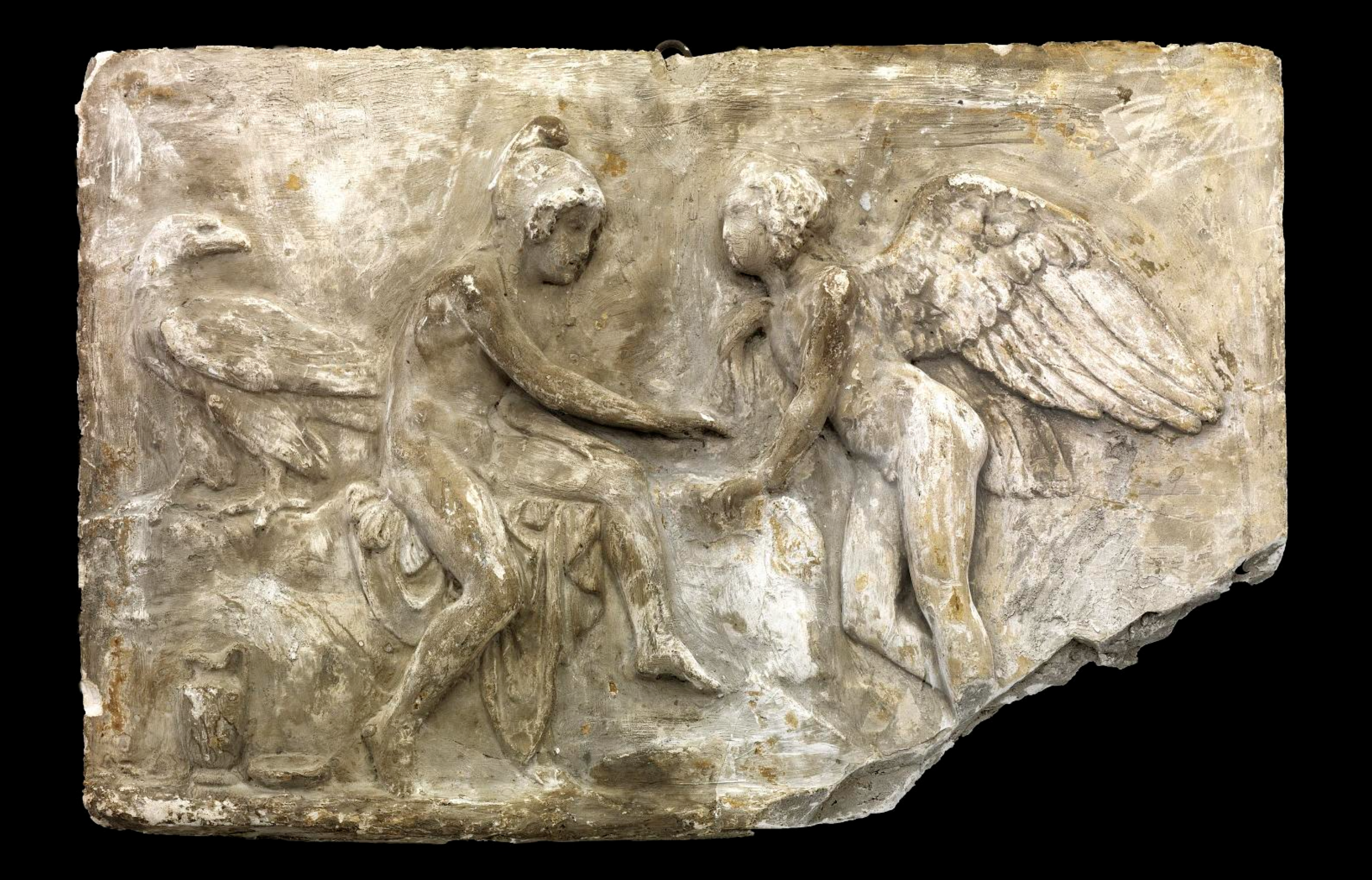 Romans depicted the marital bond between Cupid and Psyche as a strand of pearls whose ends rested in the hands of the god Hymen (the god of marriage ceremonies). Relief plaster depicting Cupid and Psyche by William H. Philip, Smithsonian American Art Museum