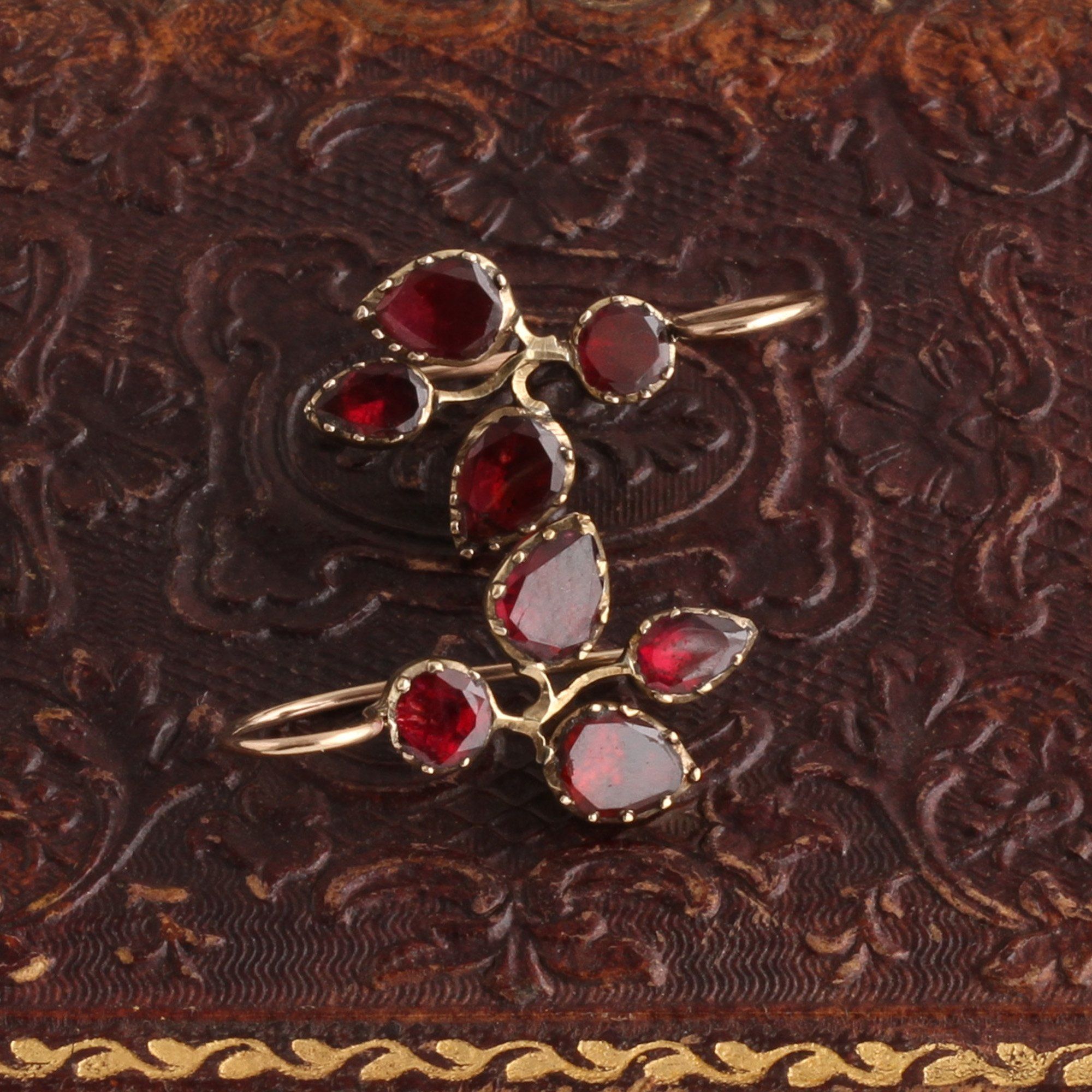 Georgian Garnet Leaves Earrings