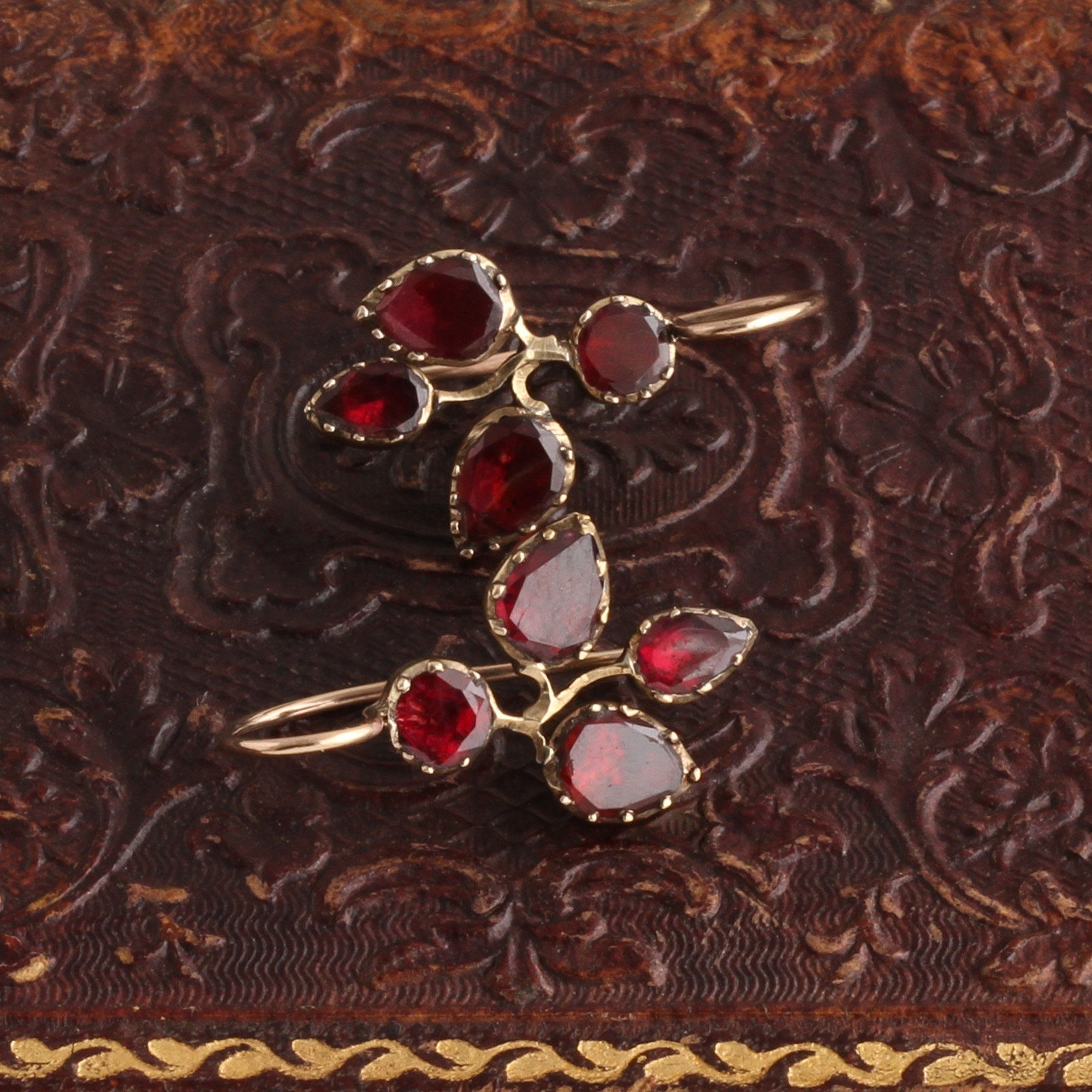 Georgian Garnet Leaves Earrings