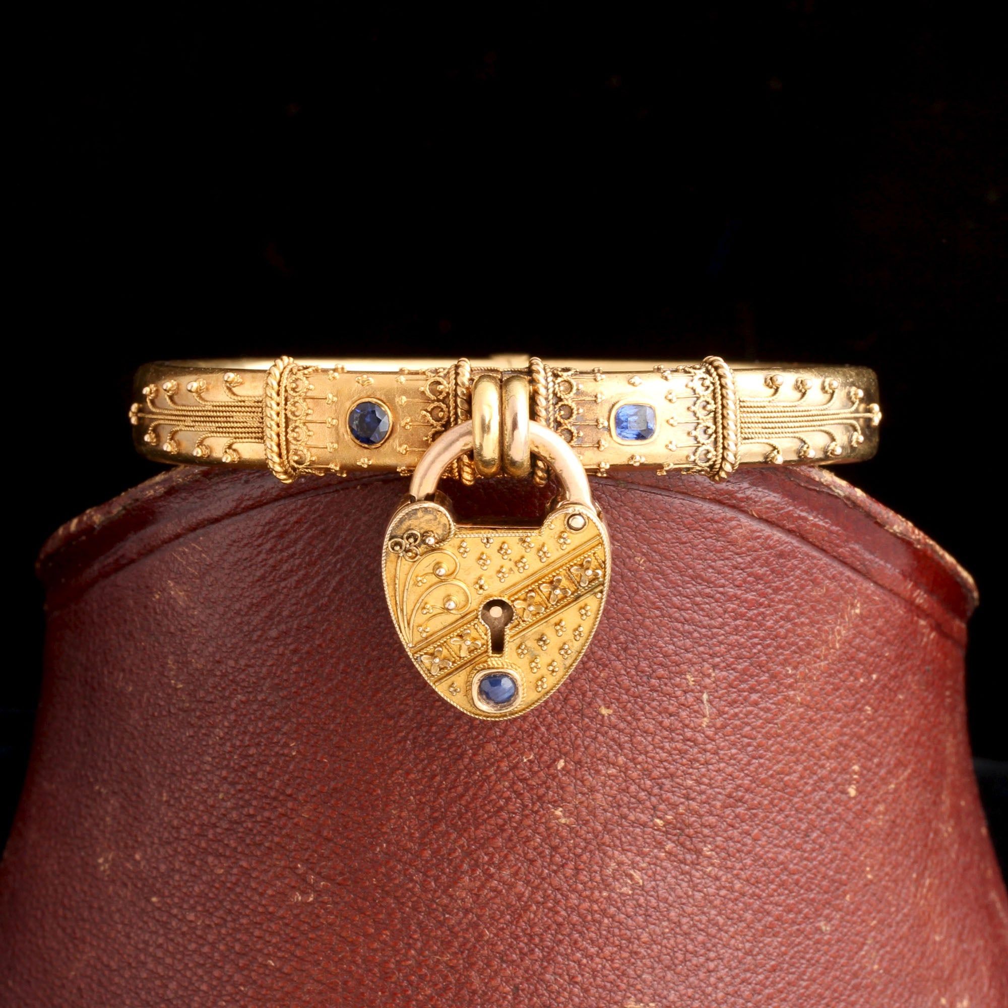 Mid Victorian Heart Padlock Sapphire Bangle — Erica Weiner