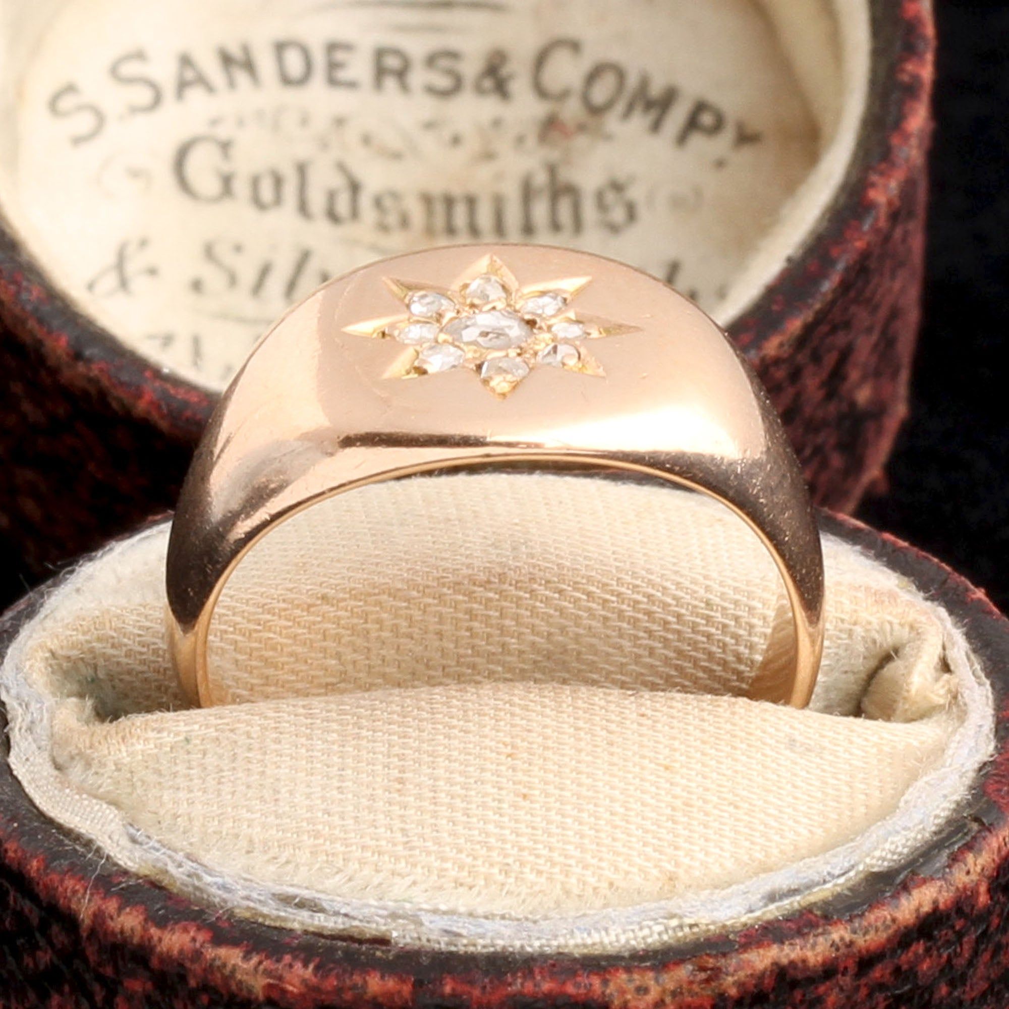 Victorian Rose Cut Diamond Star Signet Ring
