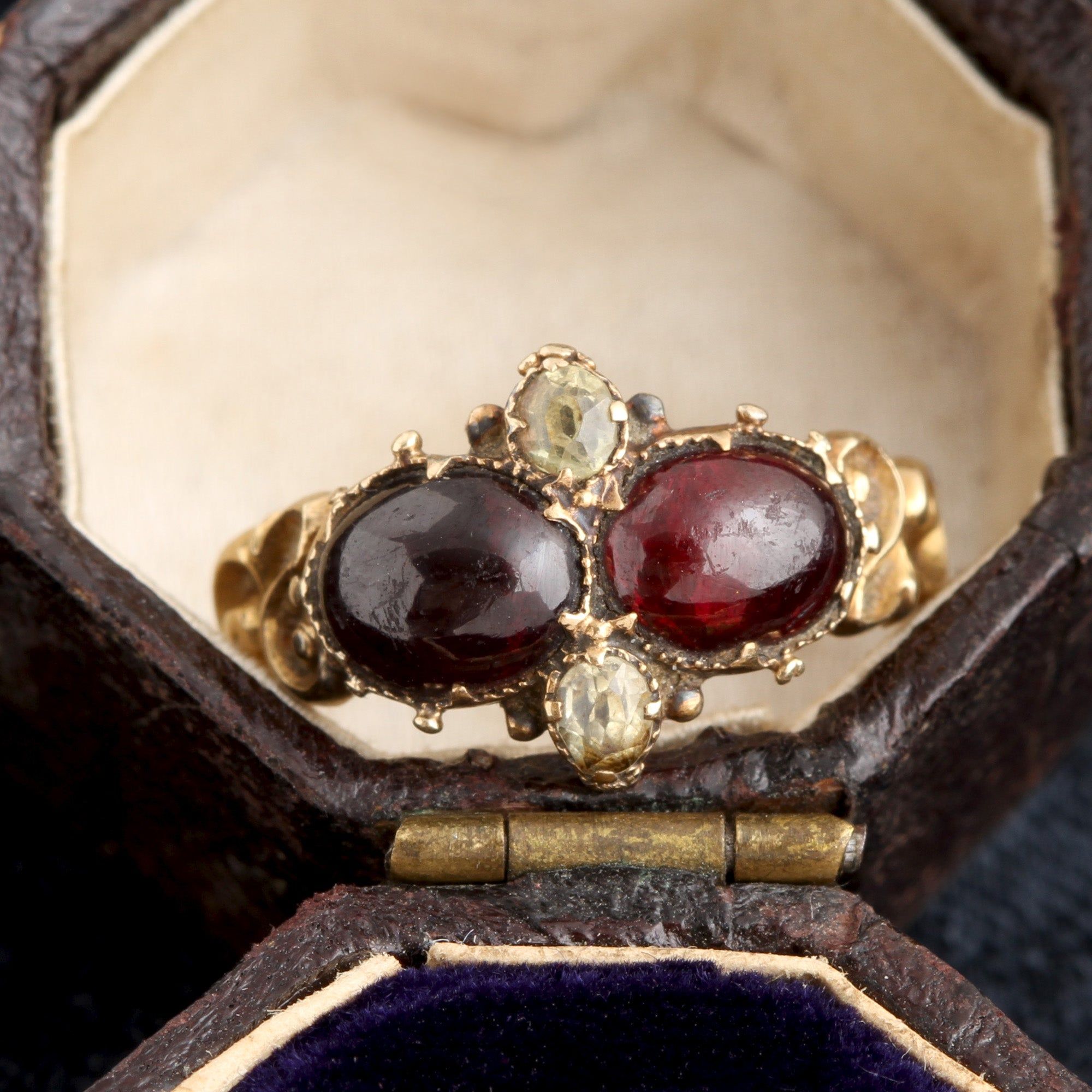 Early Victorian Garnet & Chrysoberyl Ring
