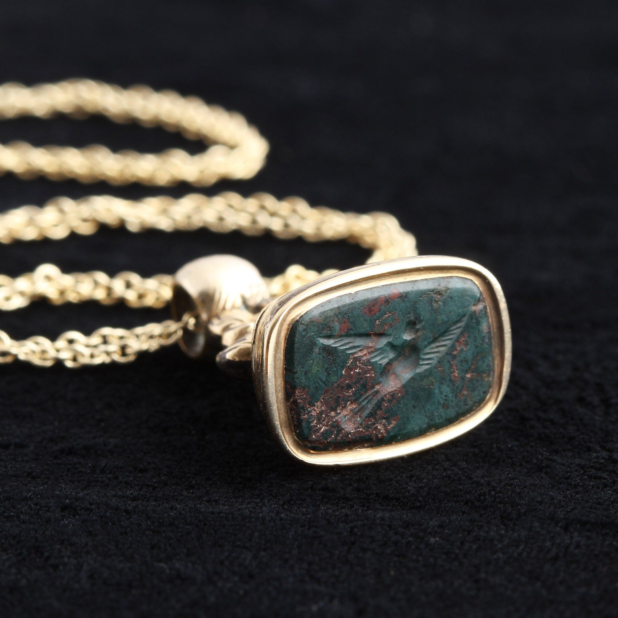 Georgian Bloodstone Dove Intaglio Seal Fob