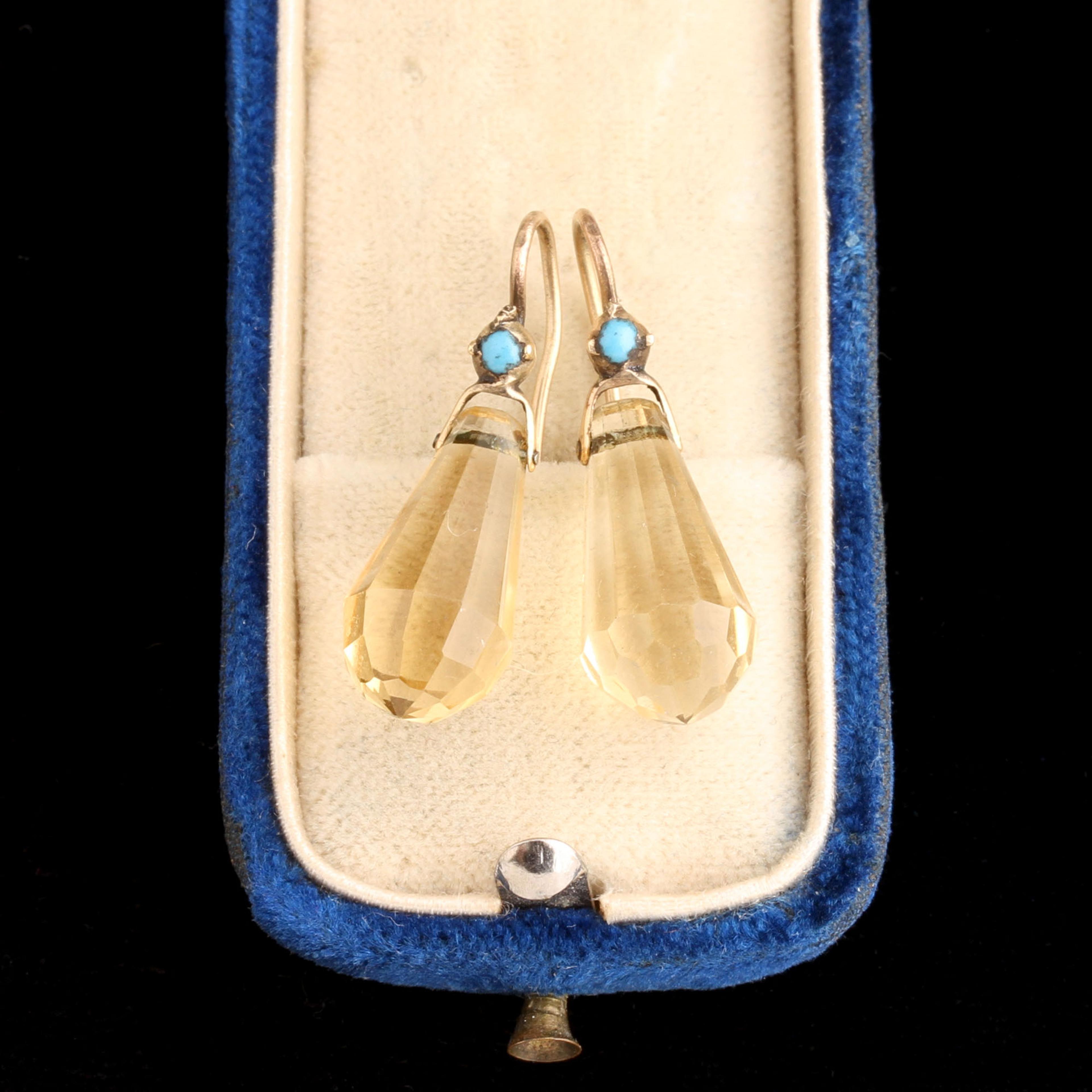 Victorian Turquoise & Citrine Earrings