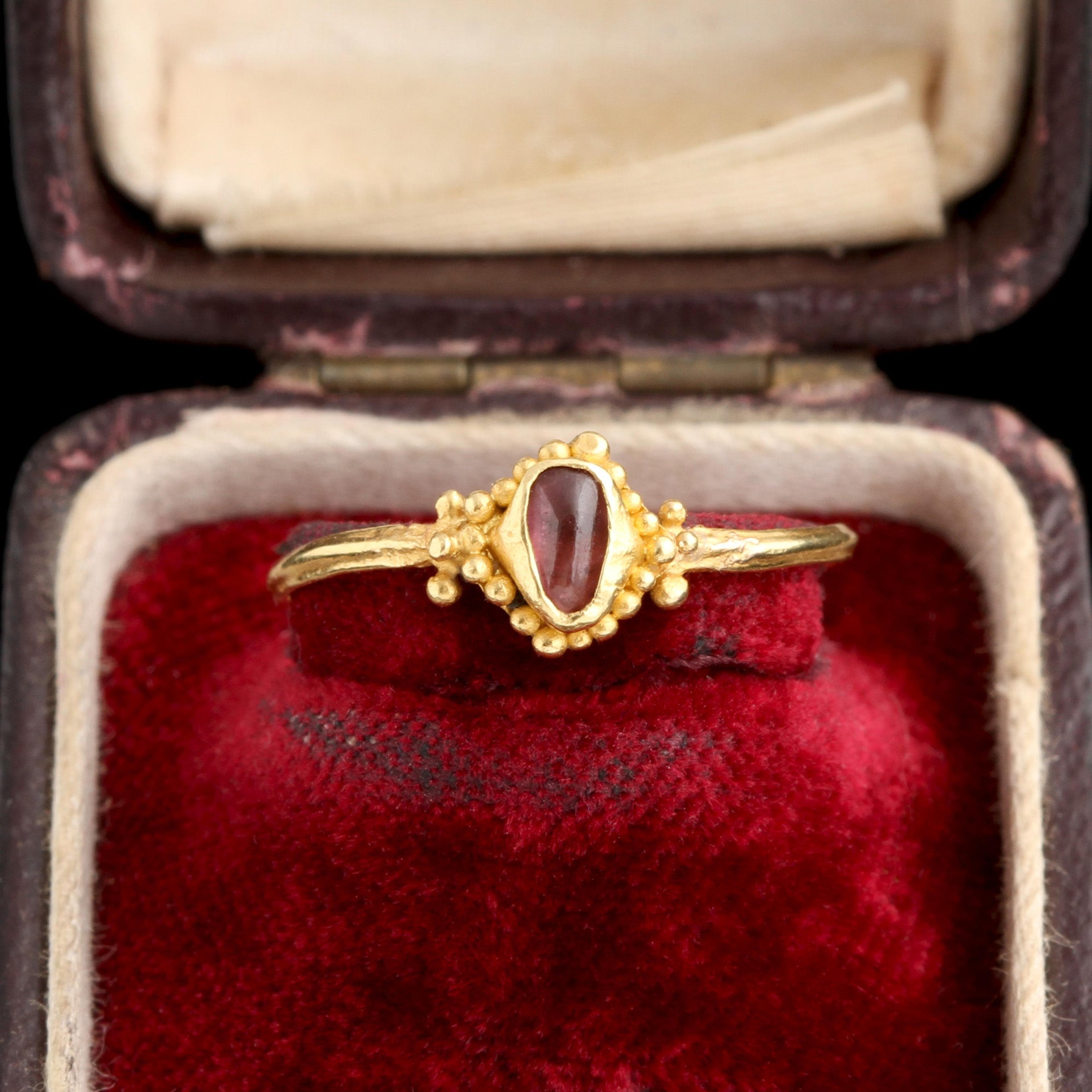 Detail of Late Medieval Garnet Cabochon Ring