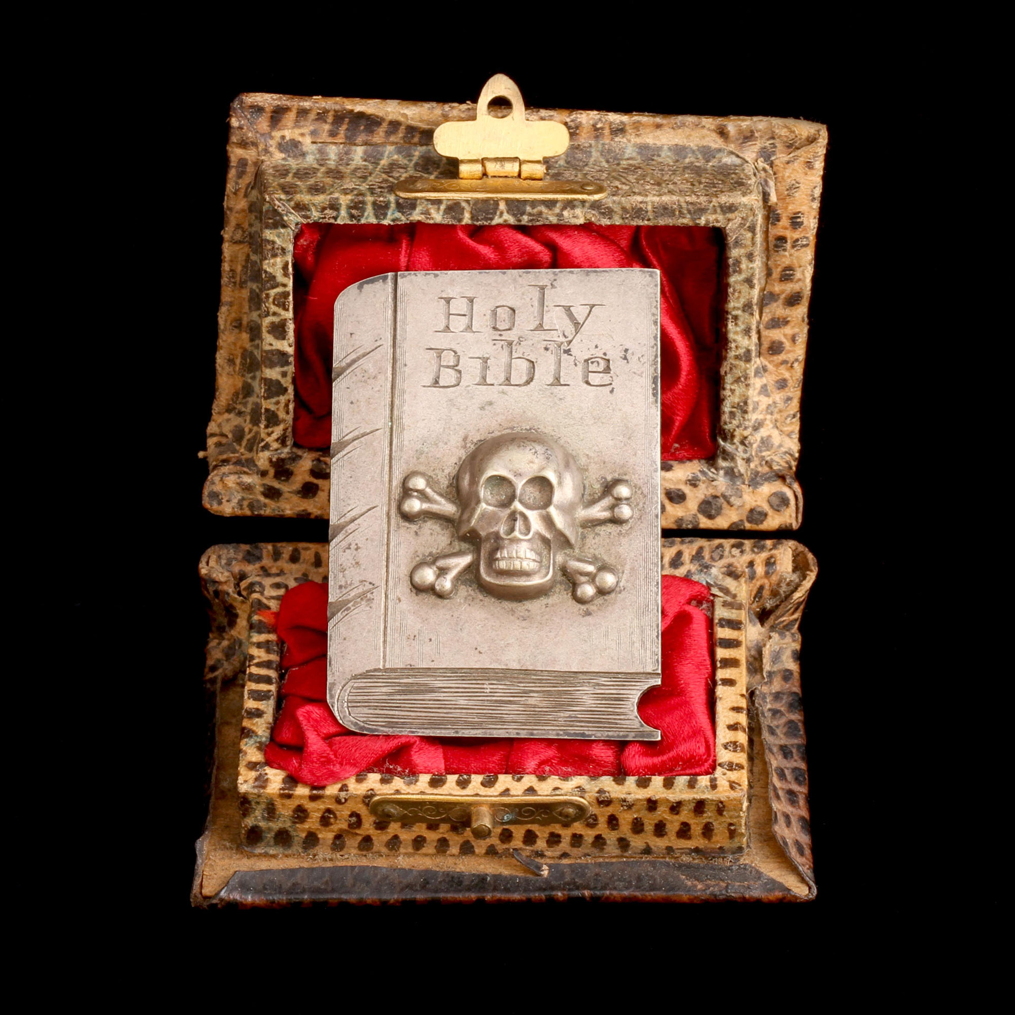 WWI Era Skull & Crossbones Holy Bible Badge