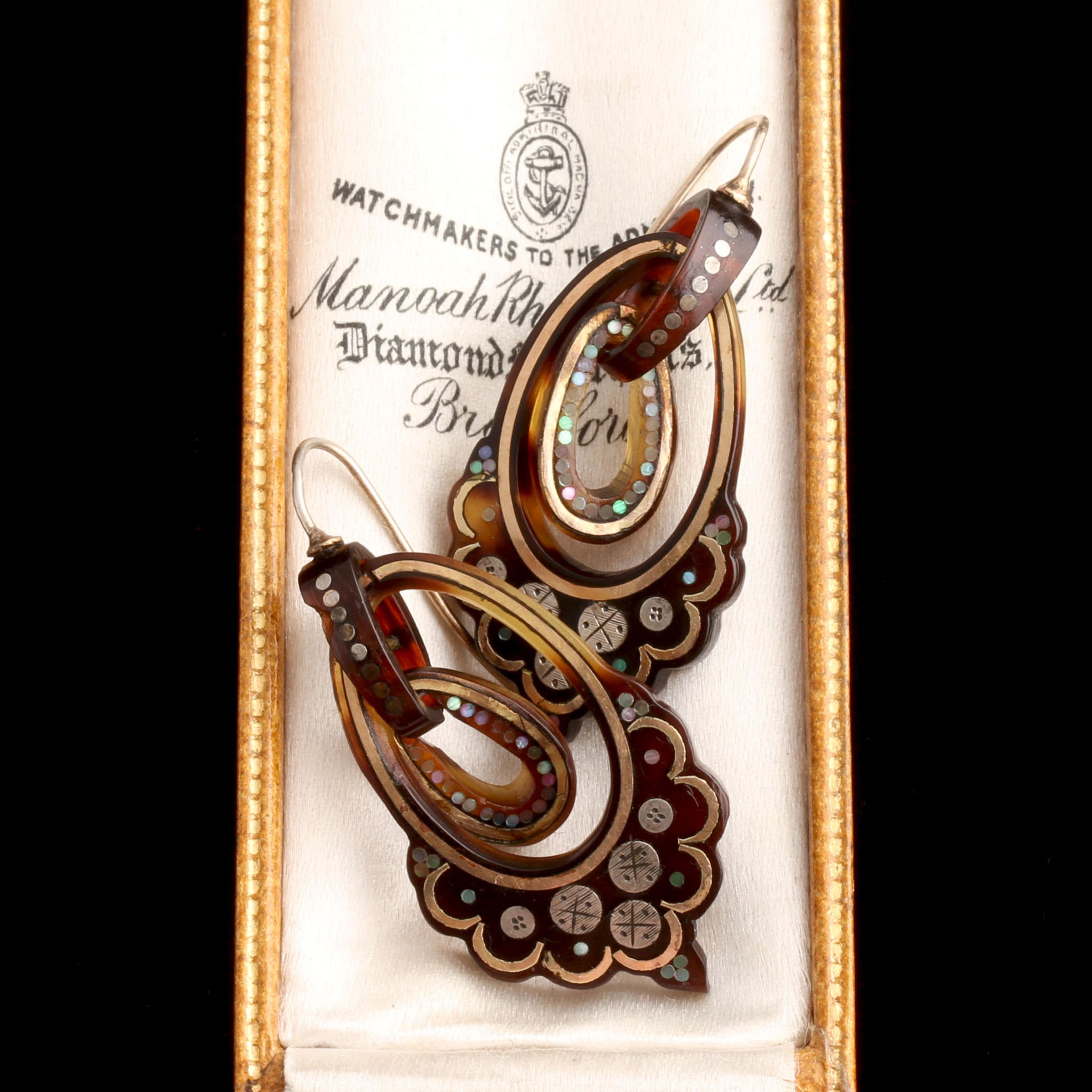 Victorian Pique & Mother of Pearl Earrings