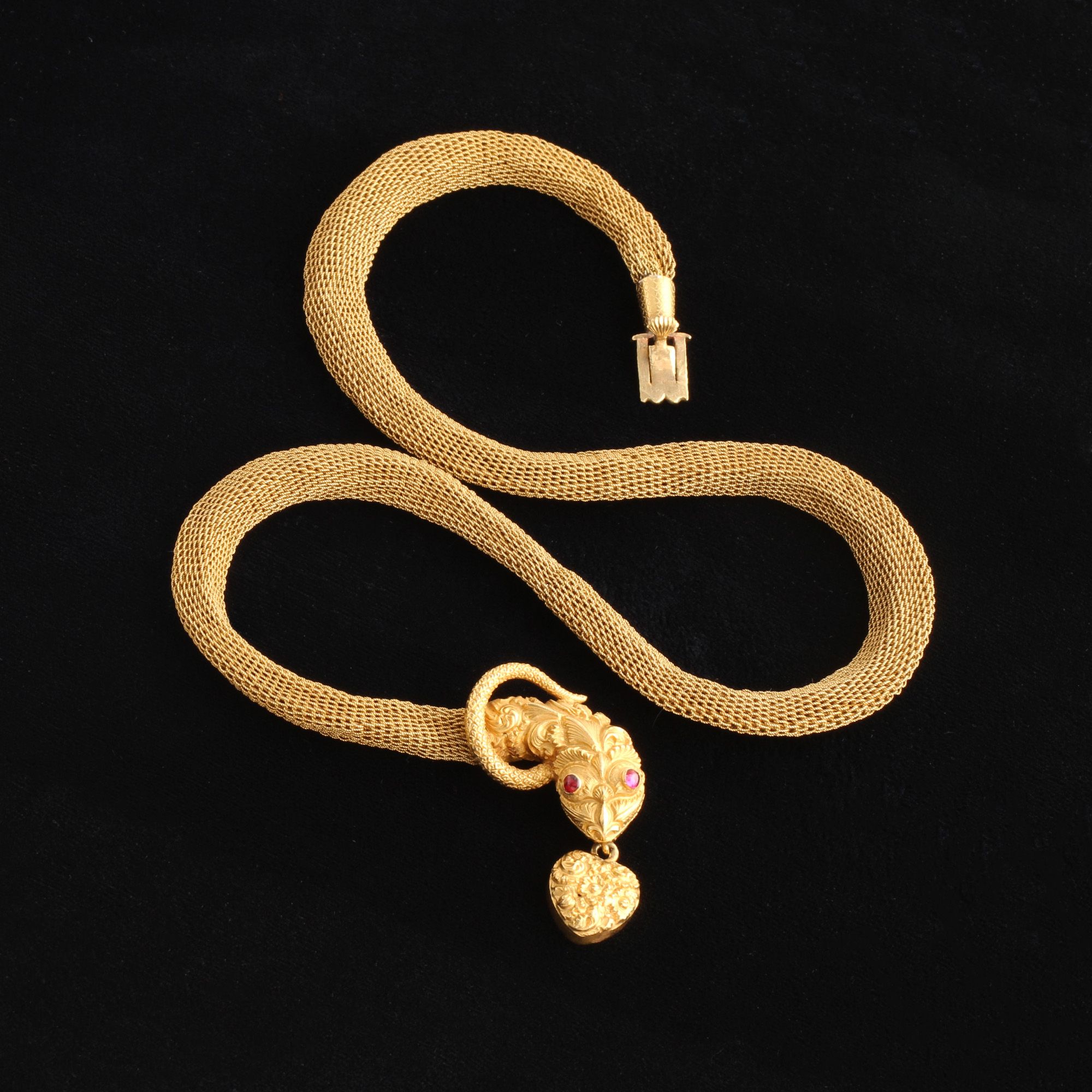Victorian gold snake collar necklace
