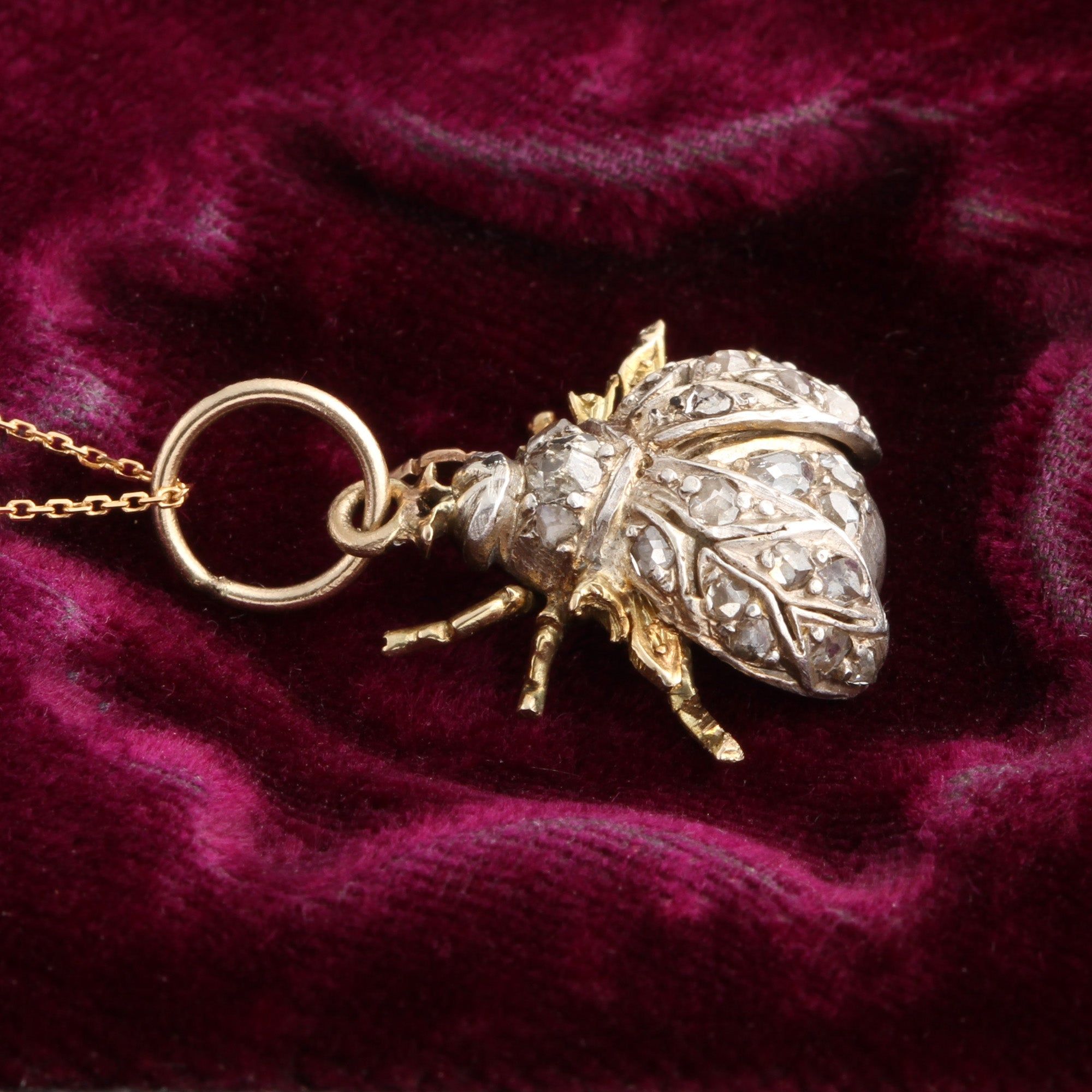 Victorian Diamond Beetle Pendant