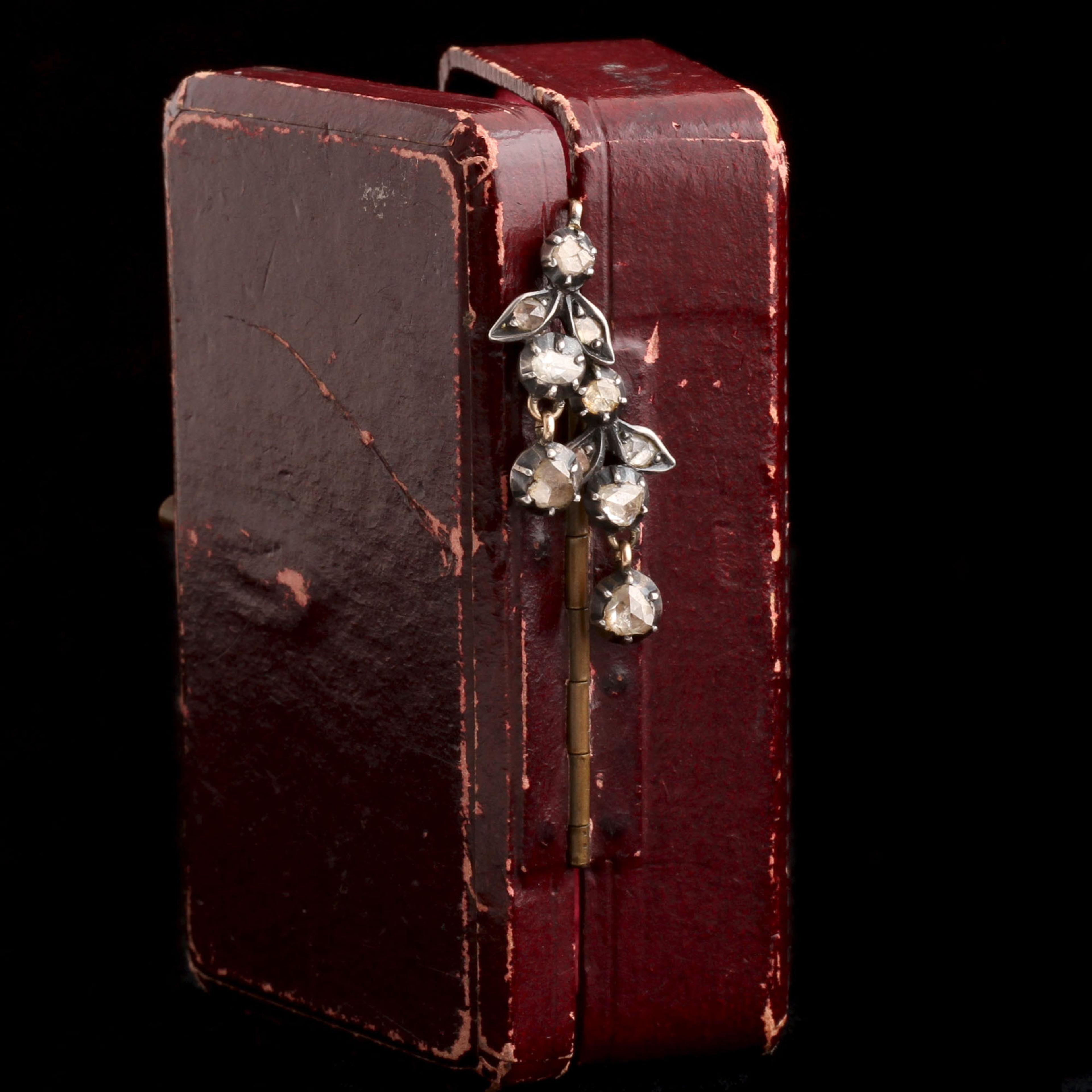 Georgian Rose Cut Diamond Drop Earrings