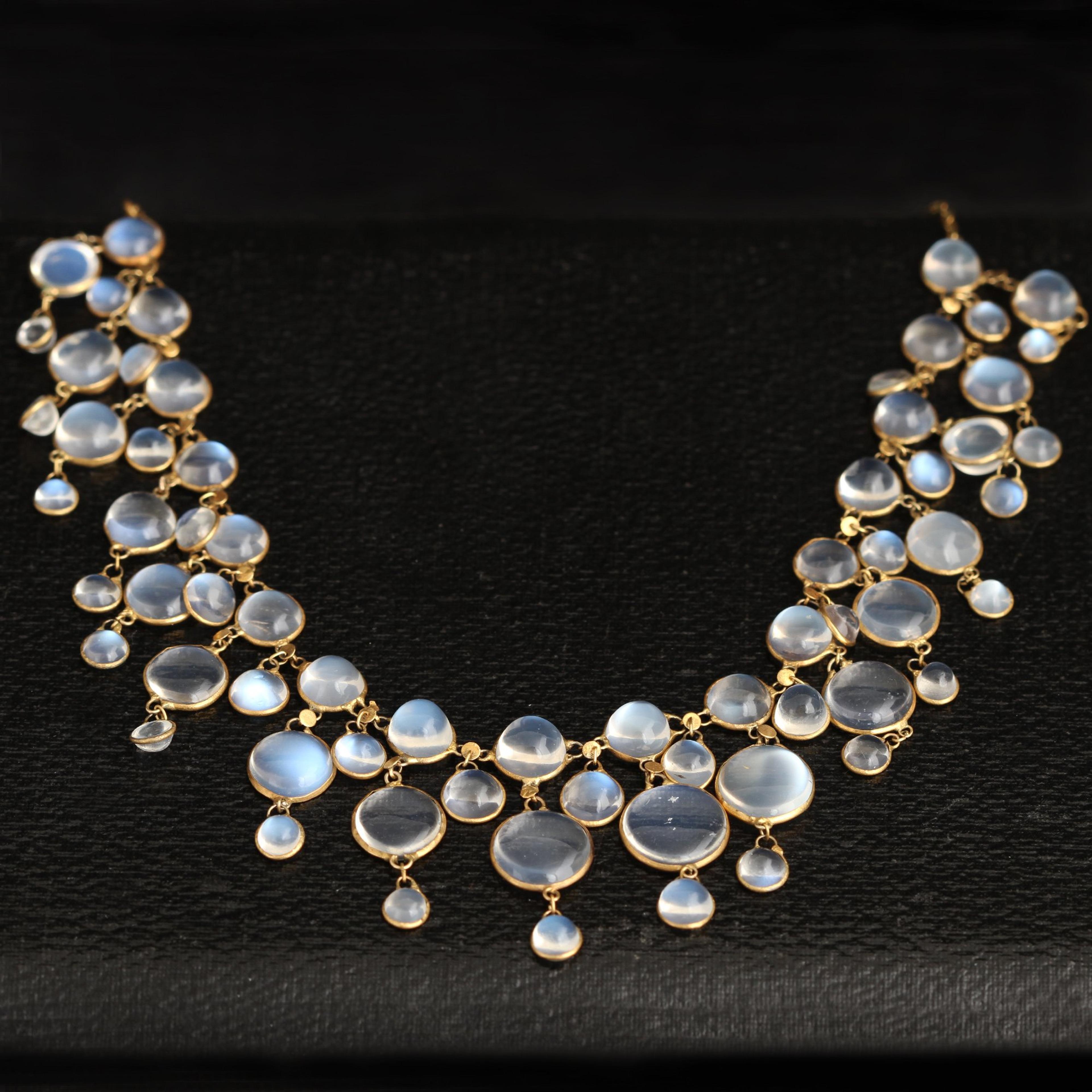 Art Nouveau Moonstone Fringe Collar