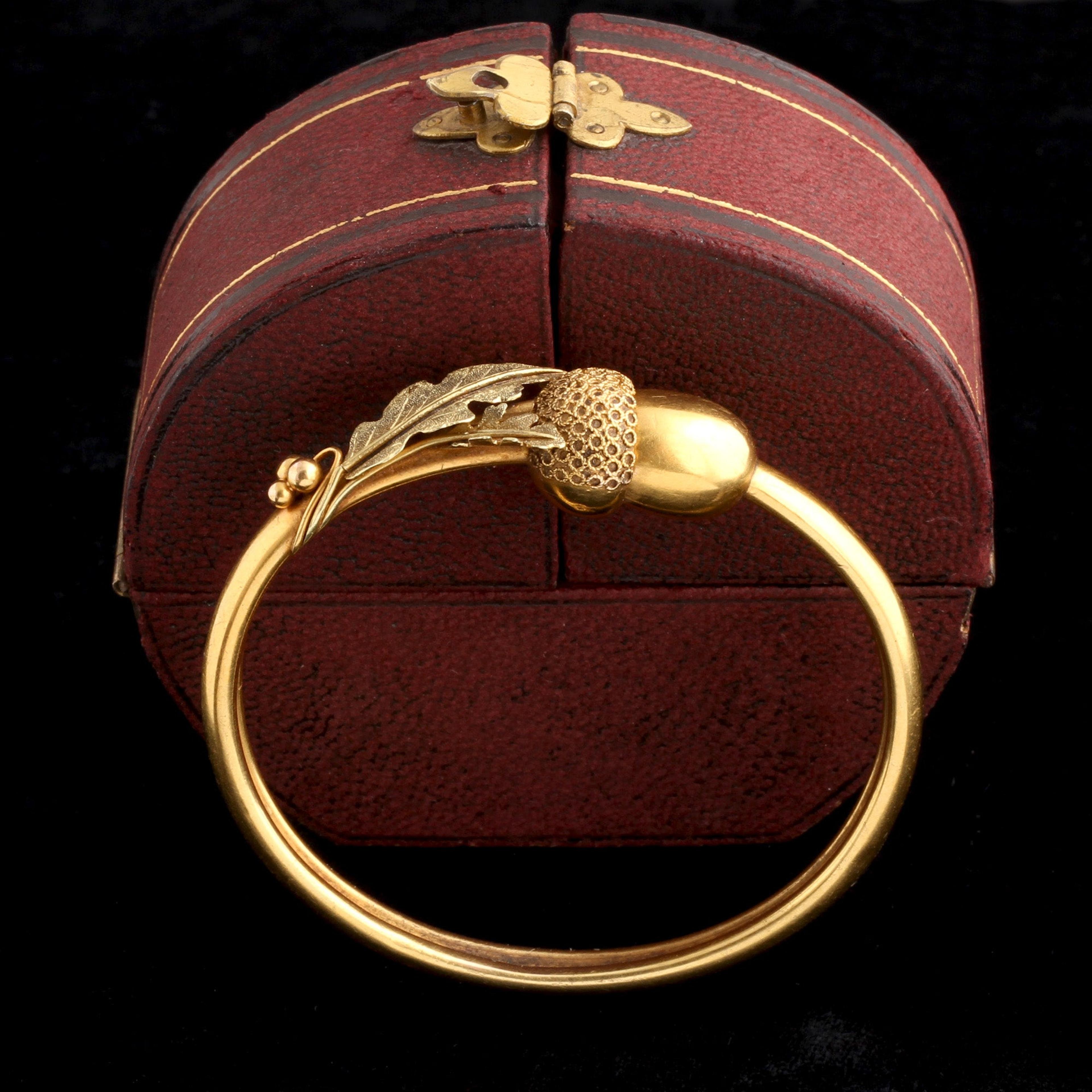 Detail of Victorian Acorn Bangle in Original Box