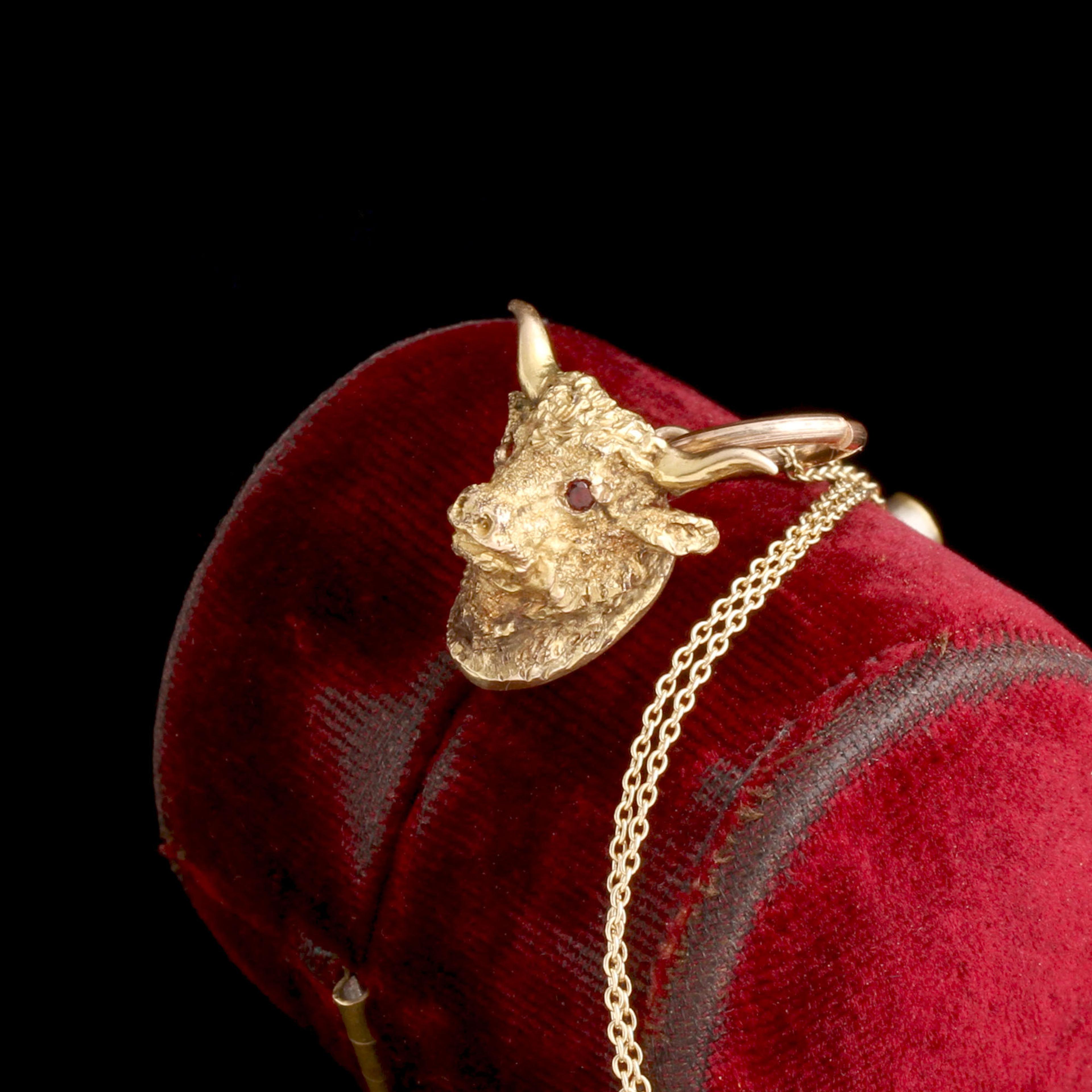 Victorian Ruby-Eyed Bull Necklace