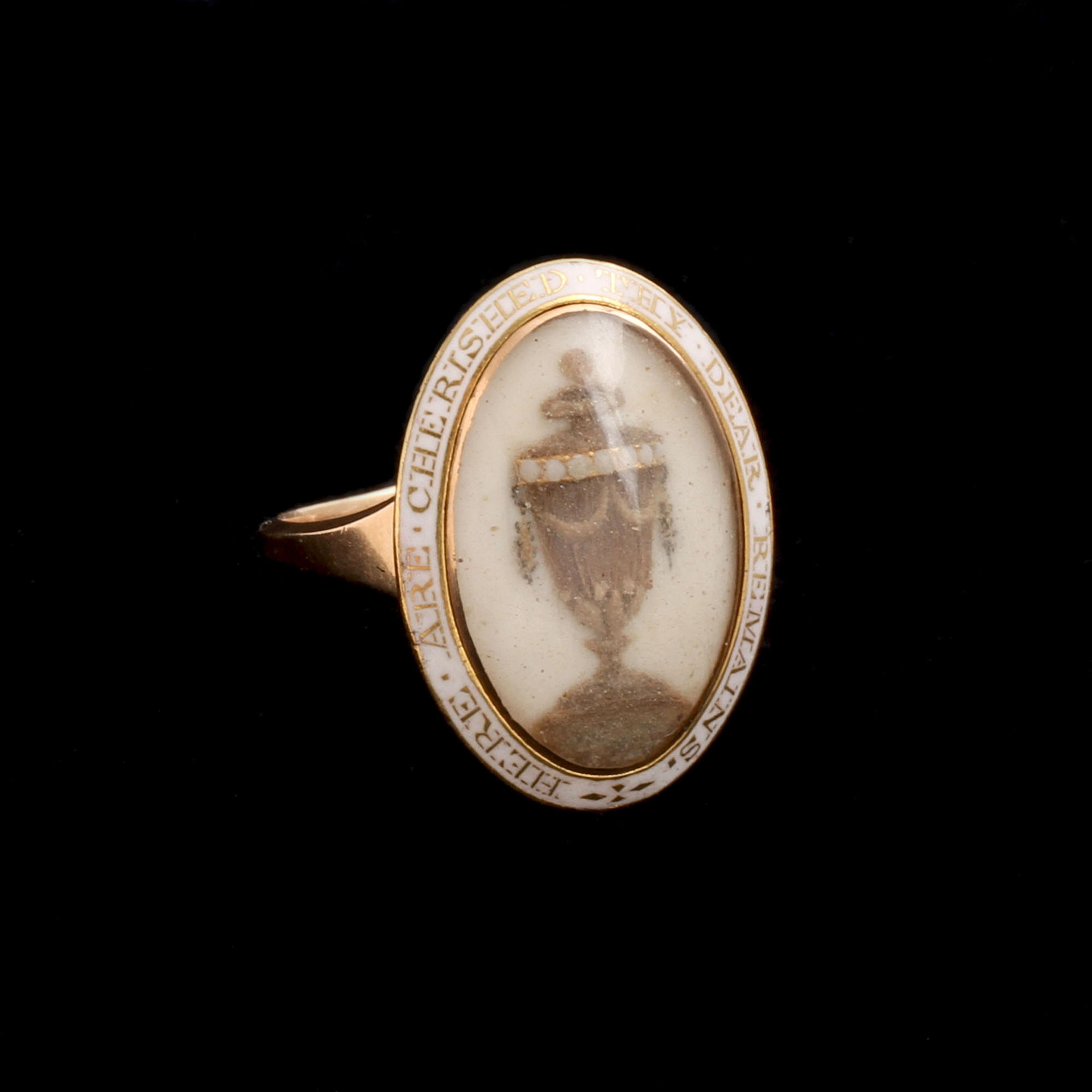 Georgian "Here are cherished..." Urn Mourning Ring