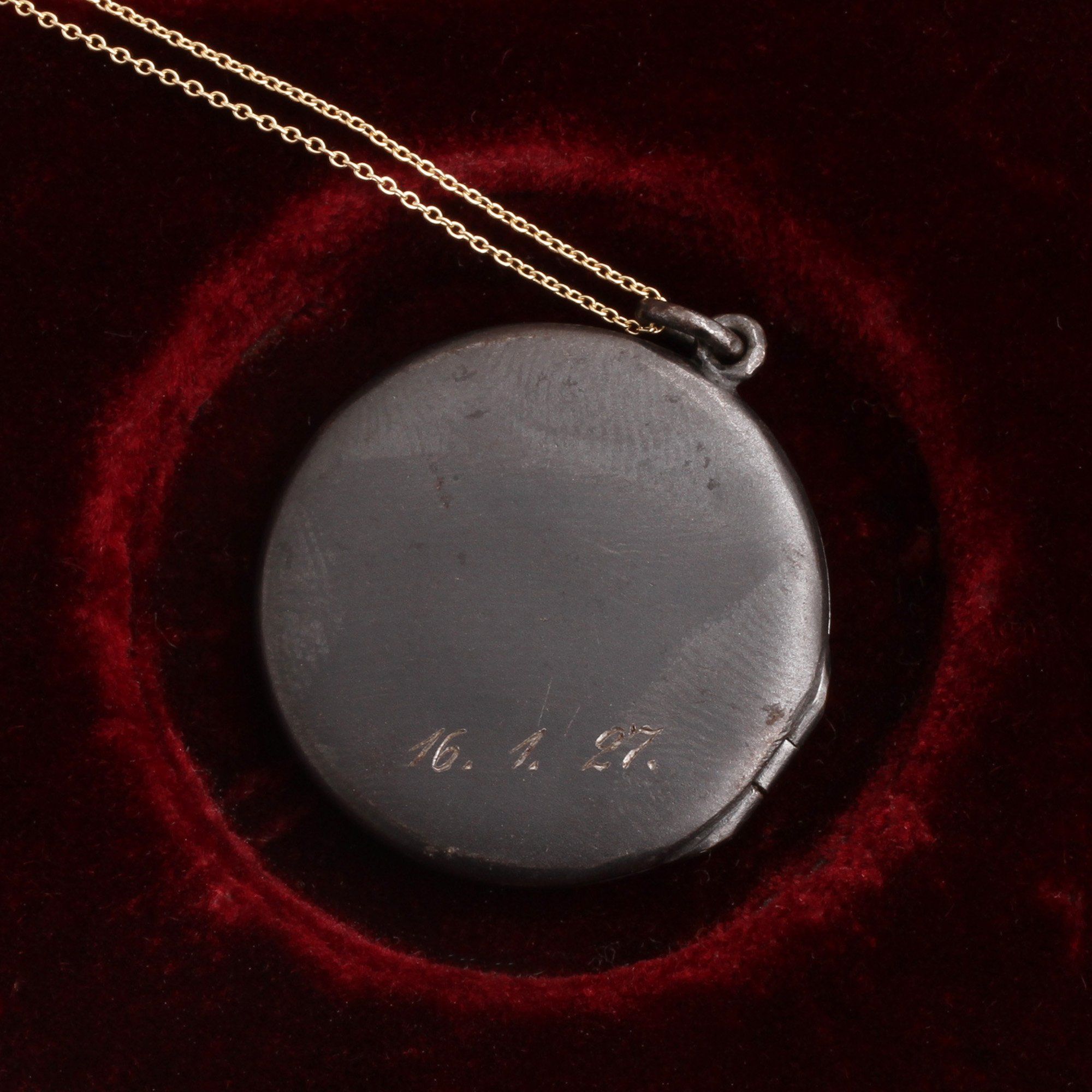 1920s "HH" & Ruby Gunmetal Locket