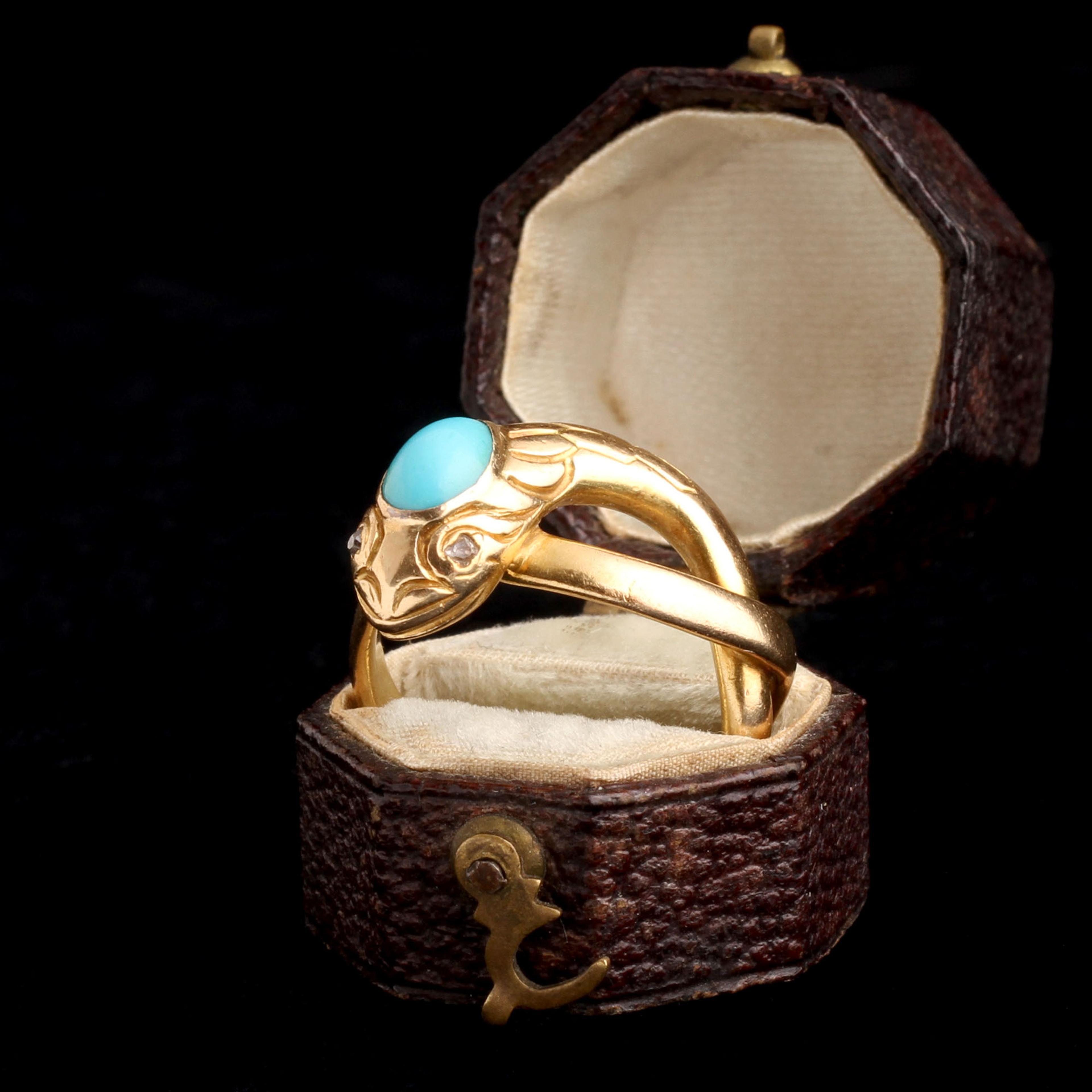 Victorian Diamond & Turquoise Coiled Snake Ring