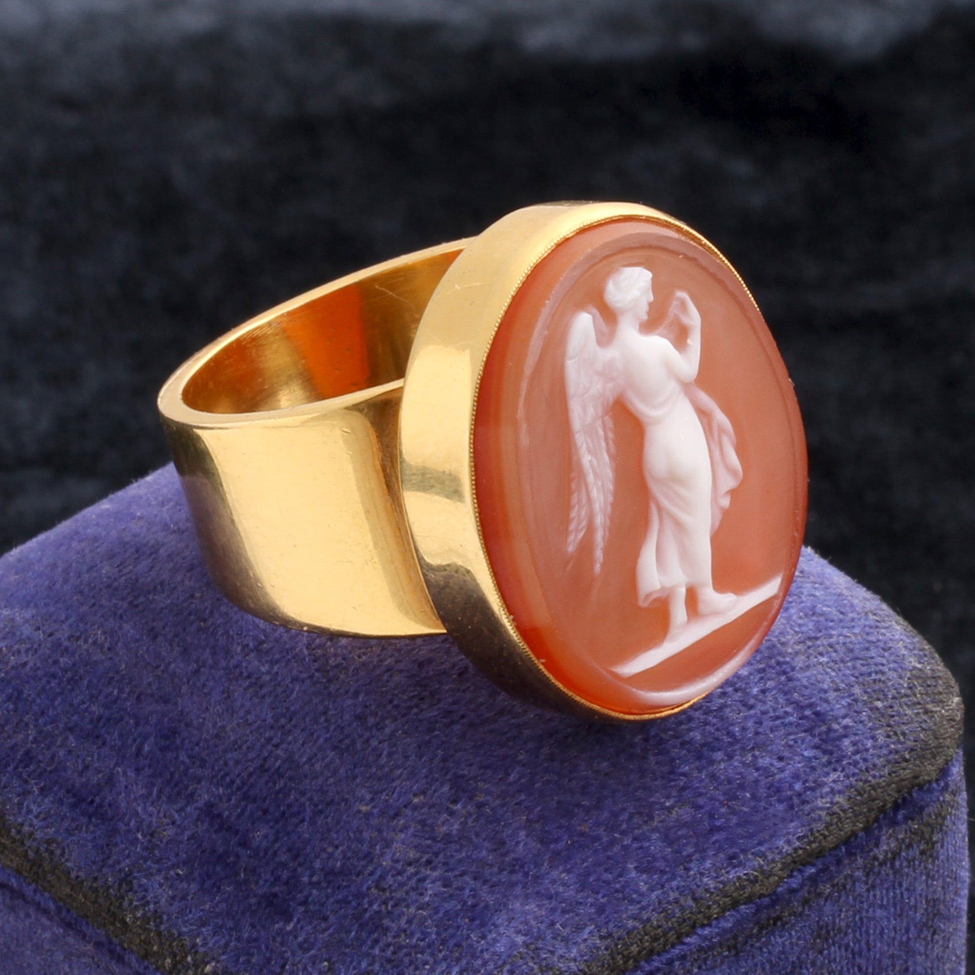 Detail of Victorian Angel Cameo Ring