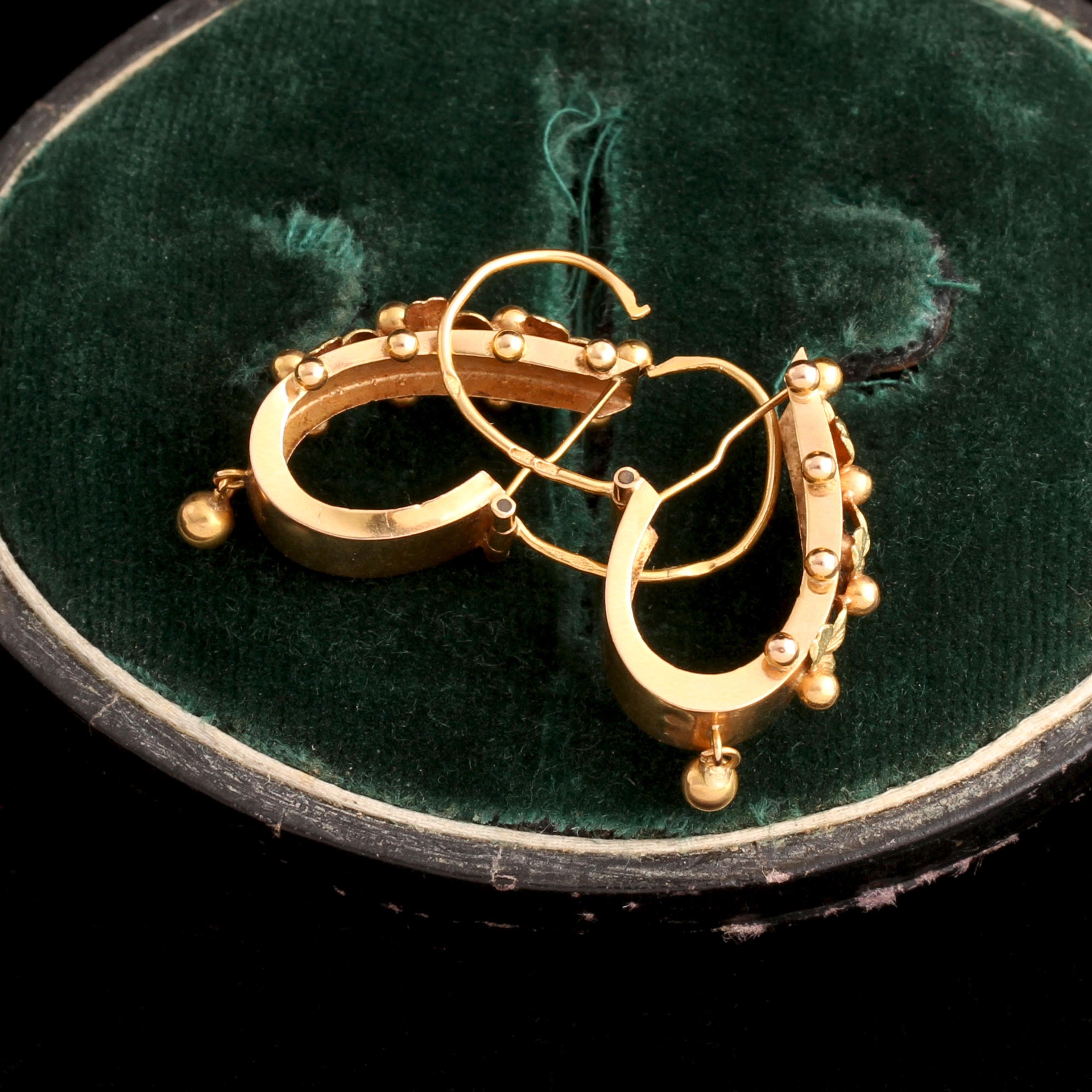 Detail of Late 19th Century French Foliated Hoop Earrings