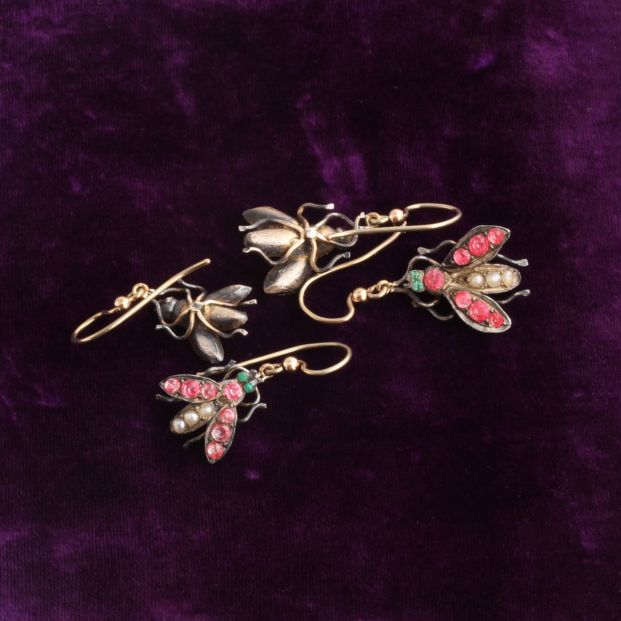 Georgian Pearl & Paste Fly Earrings