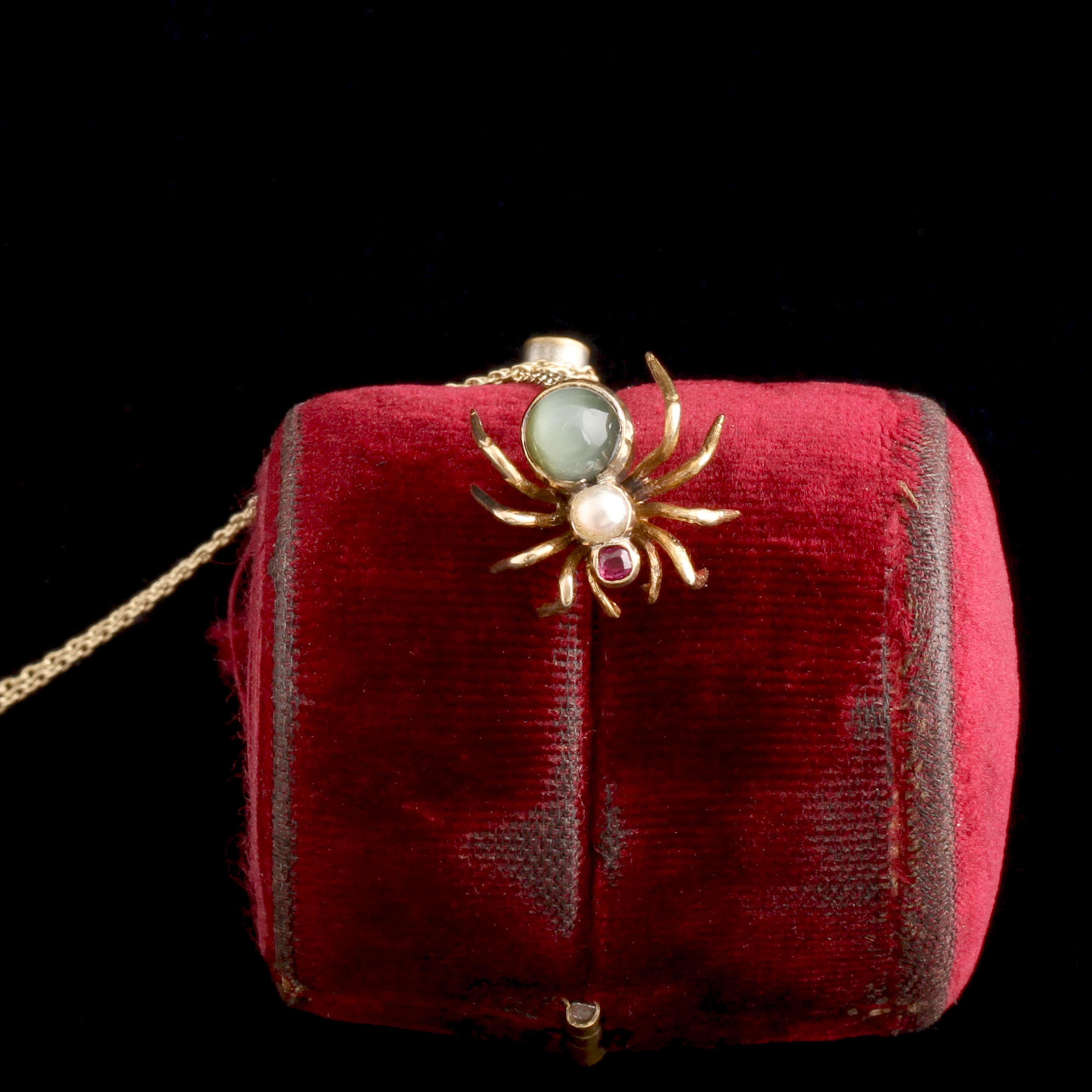 Detail of Victorian Gemstone Spider Necklace