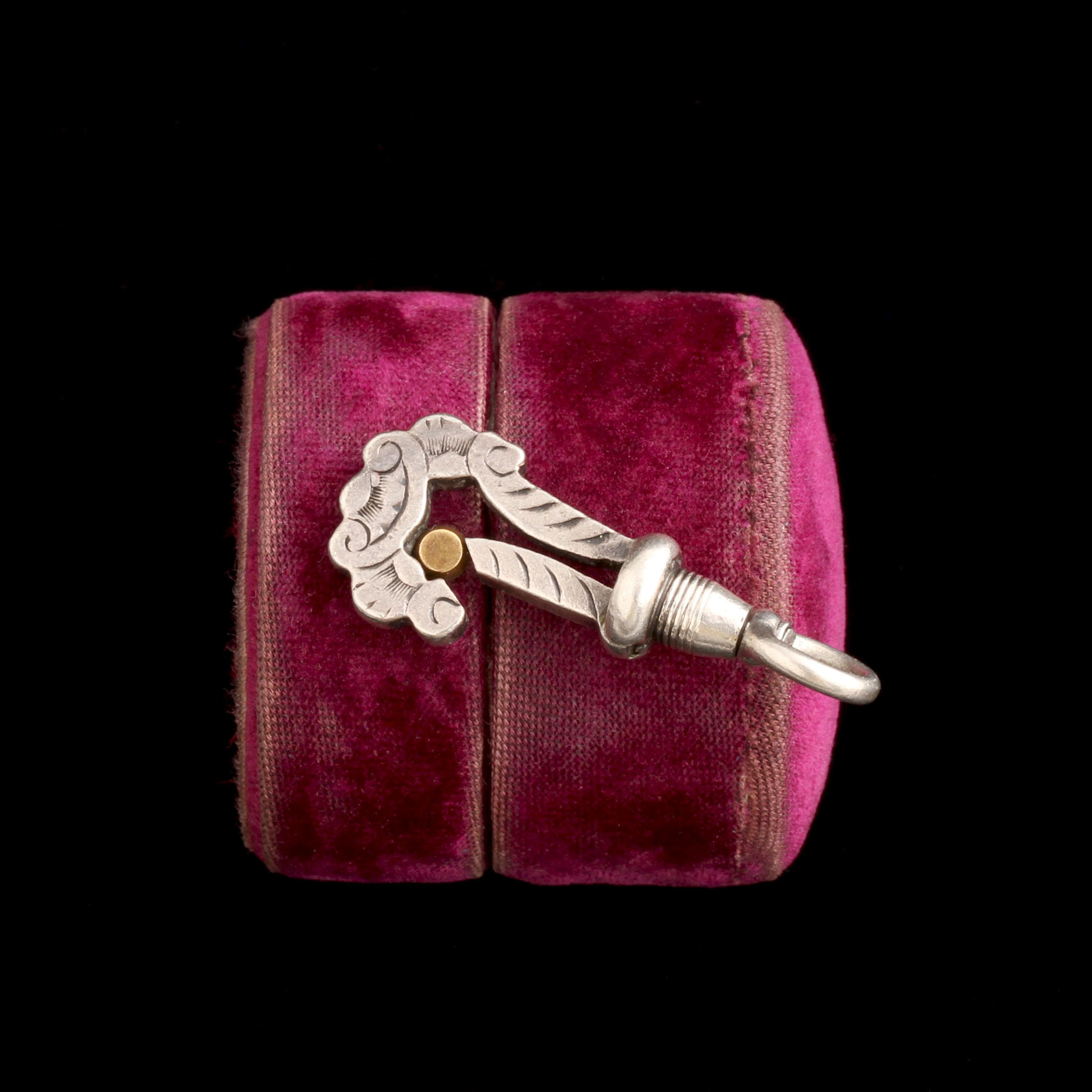 Detail of Victorian Ornate Silver Dog Clip