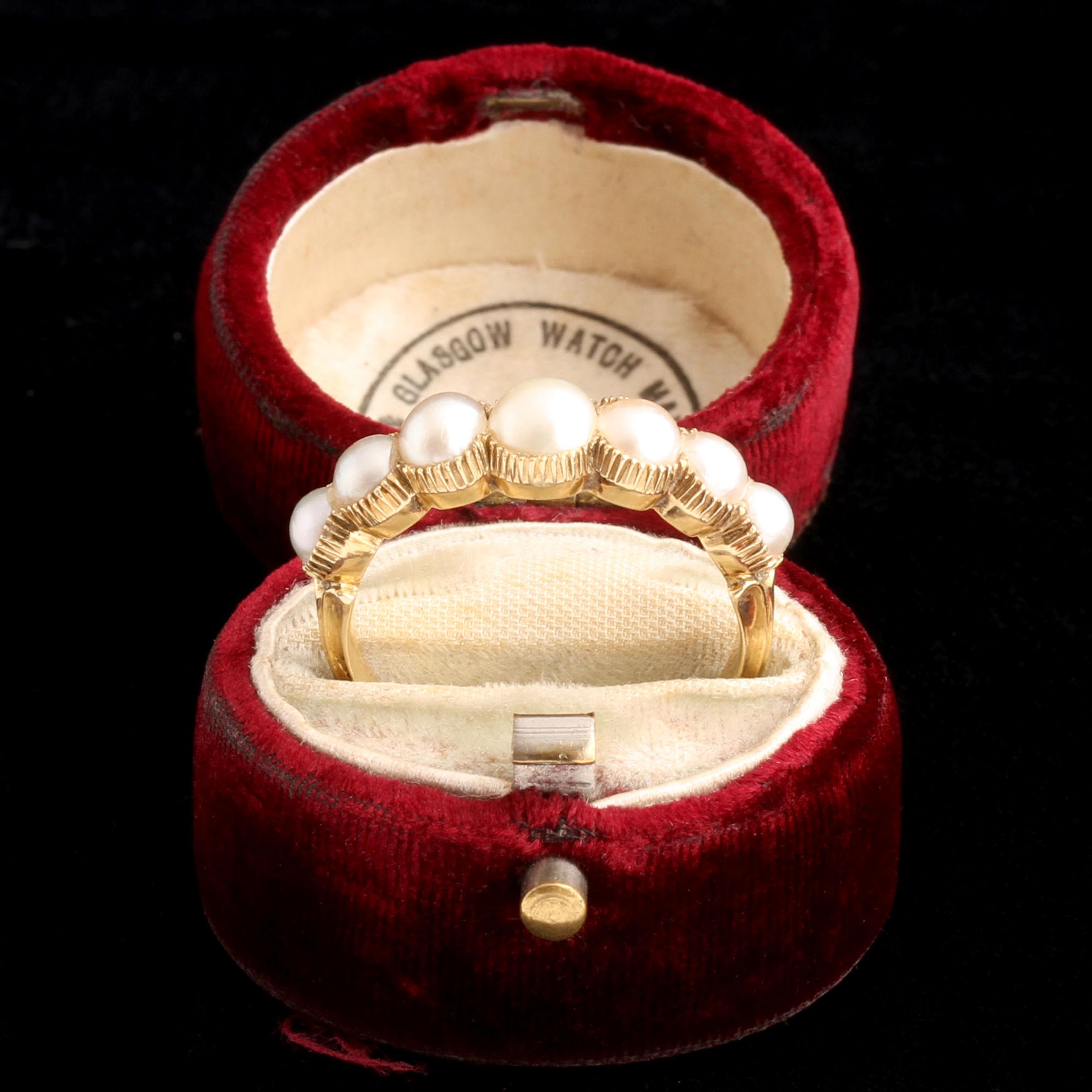 Victorian Graduated Pearl Half Hoop Ring